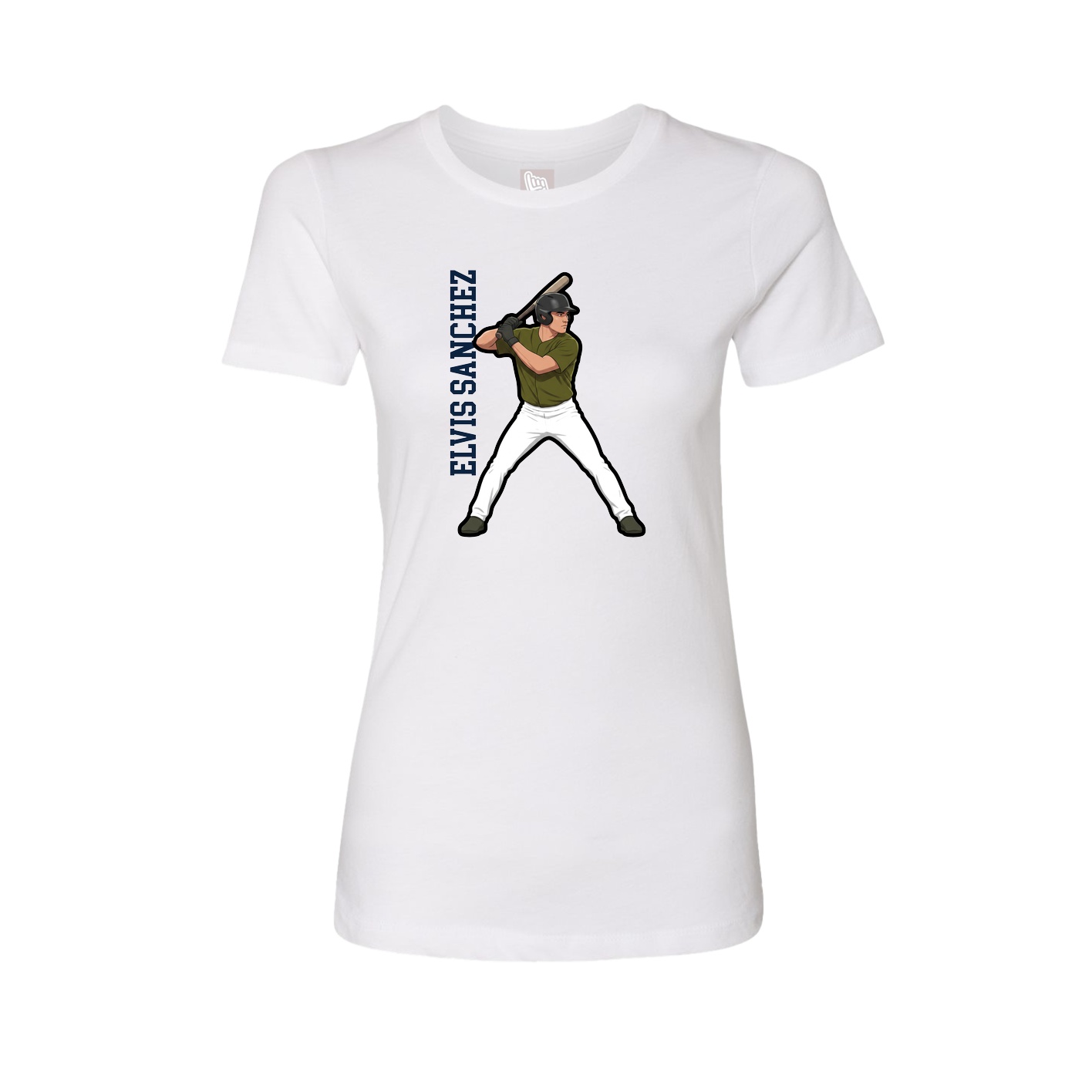 Fitted Women's Tee — Name Vertical in White
