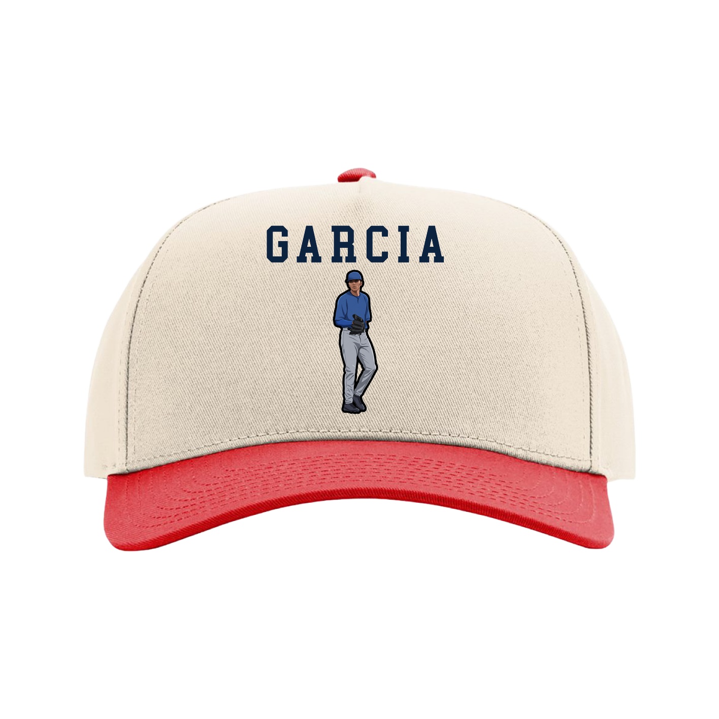Full Fabric Five-Panel Champ Cap — Shirsey in Cream/Red