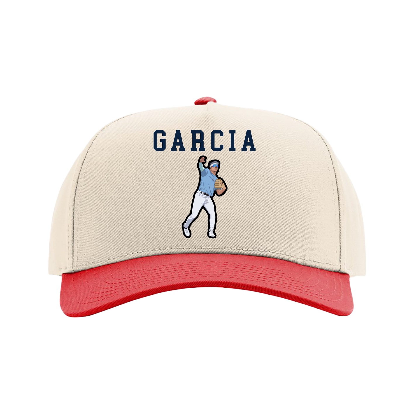 Full Fabric Five-Panel Champ Cap — Shirsey in Cream/Red