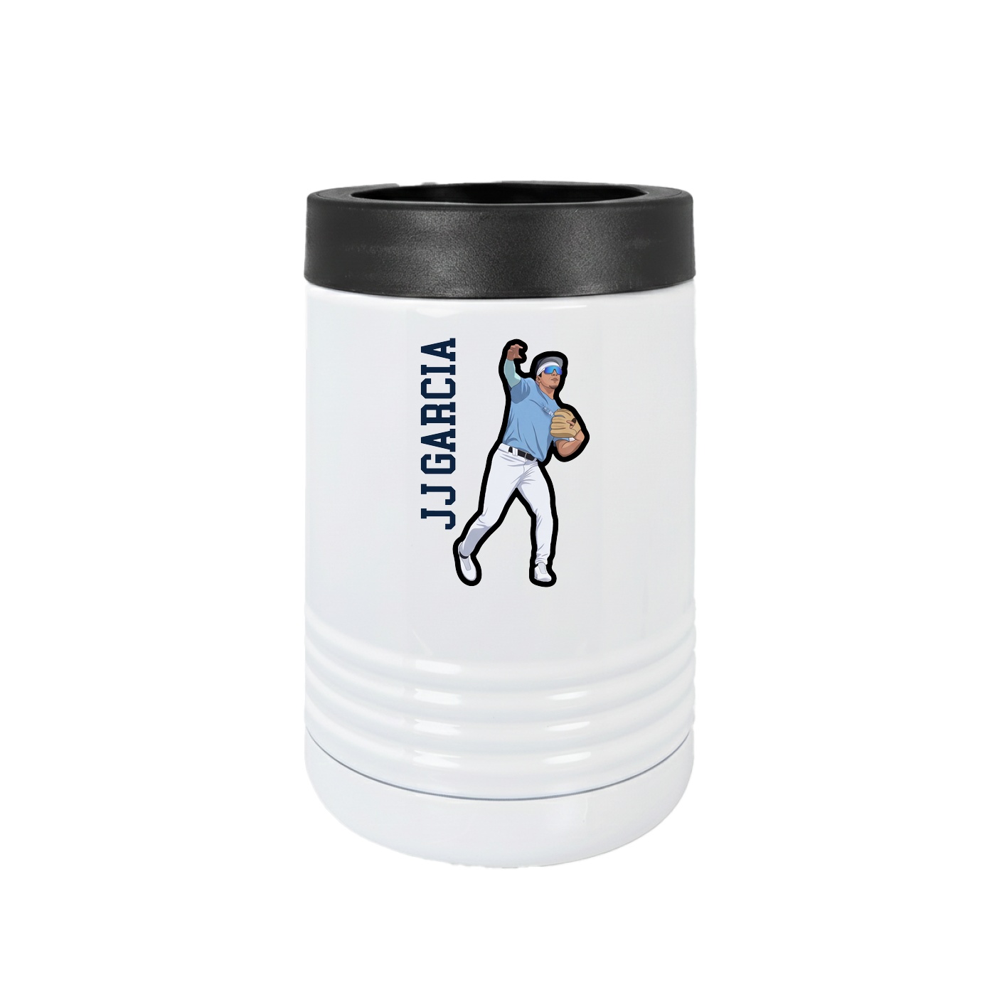 Beverage Holder — Name Vertical in White