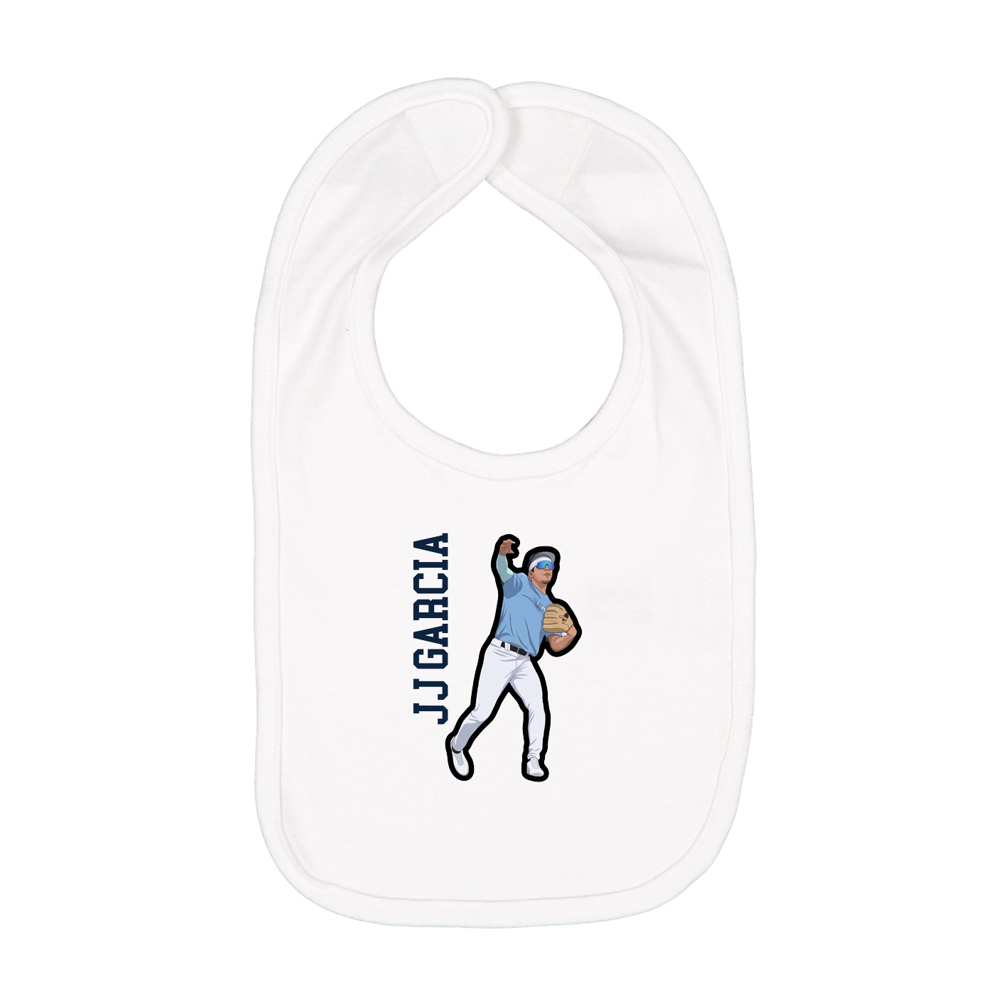 Infant Bib — Name Vertical in White