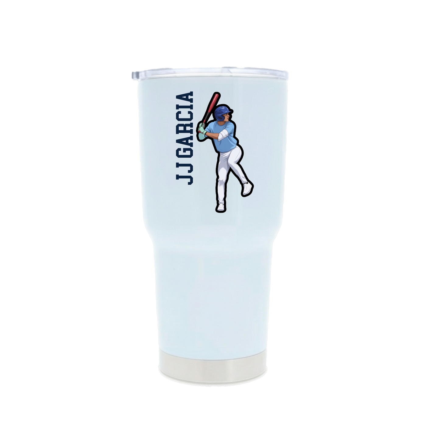 30oz Stainless Steel Tumbler — Name Vertical in White
