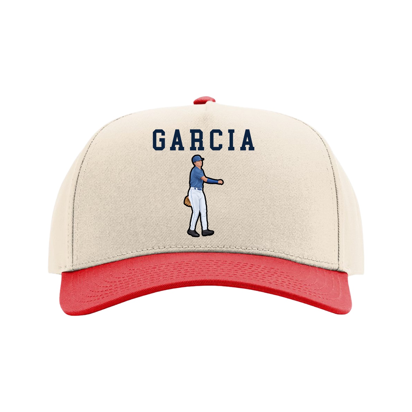 Full Fabric Five-Panel Champ Cap — Shirsey in Cream/Red