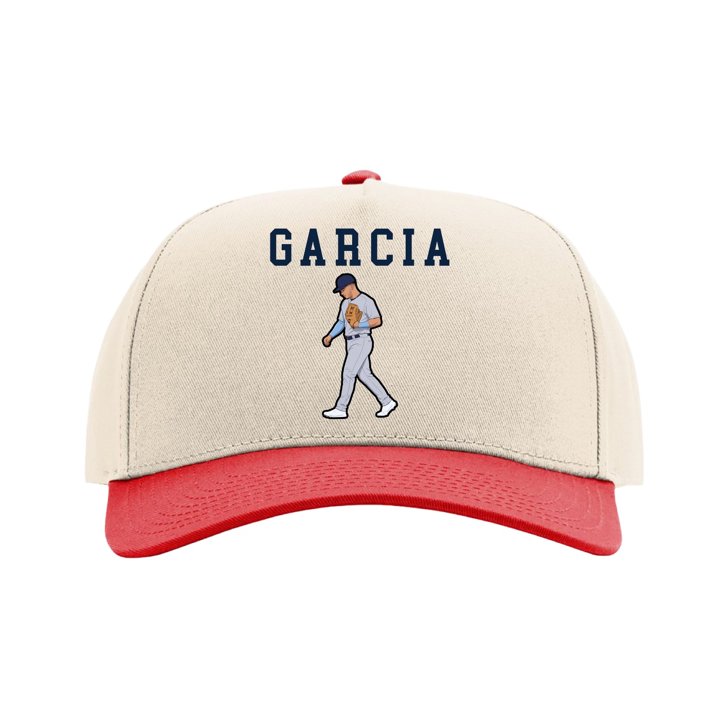 Full Fabric Five-Panel Champ Cap — Shirsey in Cream/Red