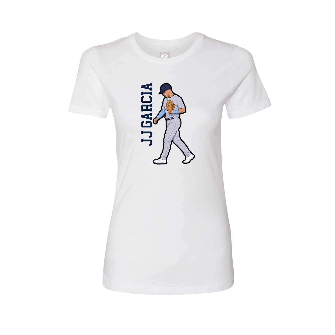 Fitted Women's Tee — Name Vertical in White