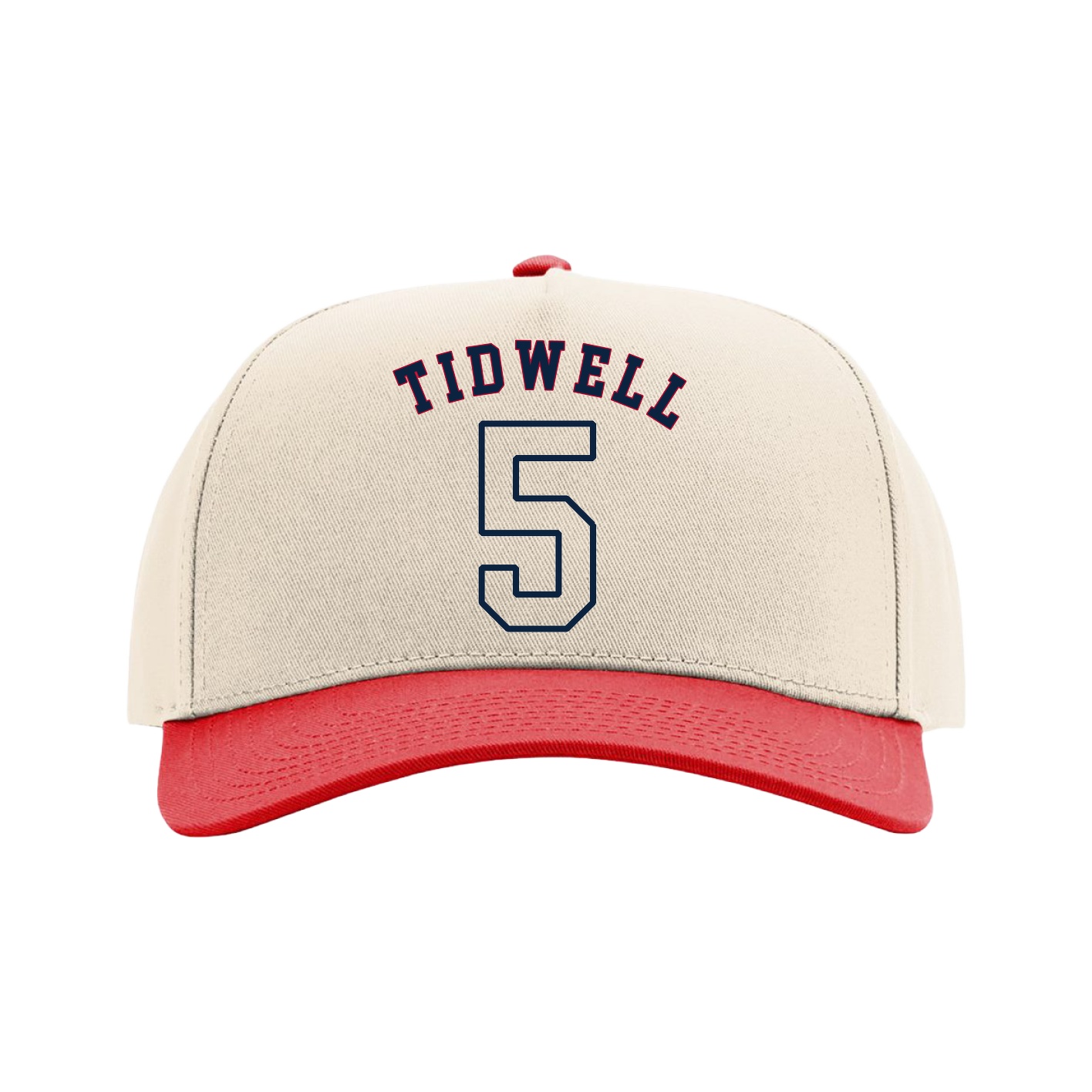 Full Fabric Five-Panel Champ Cap — Shirsey Arch in Cream/Red