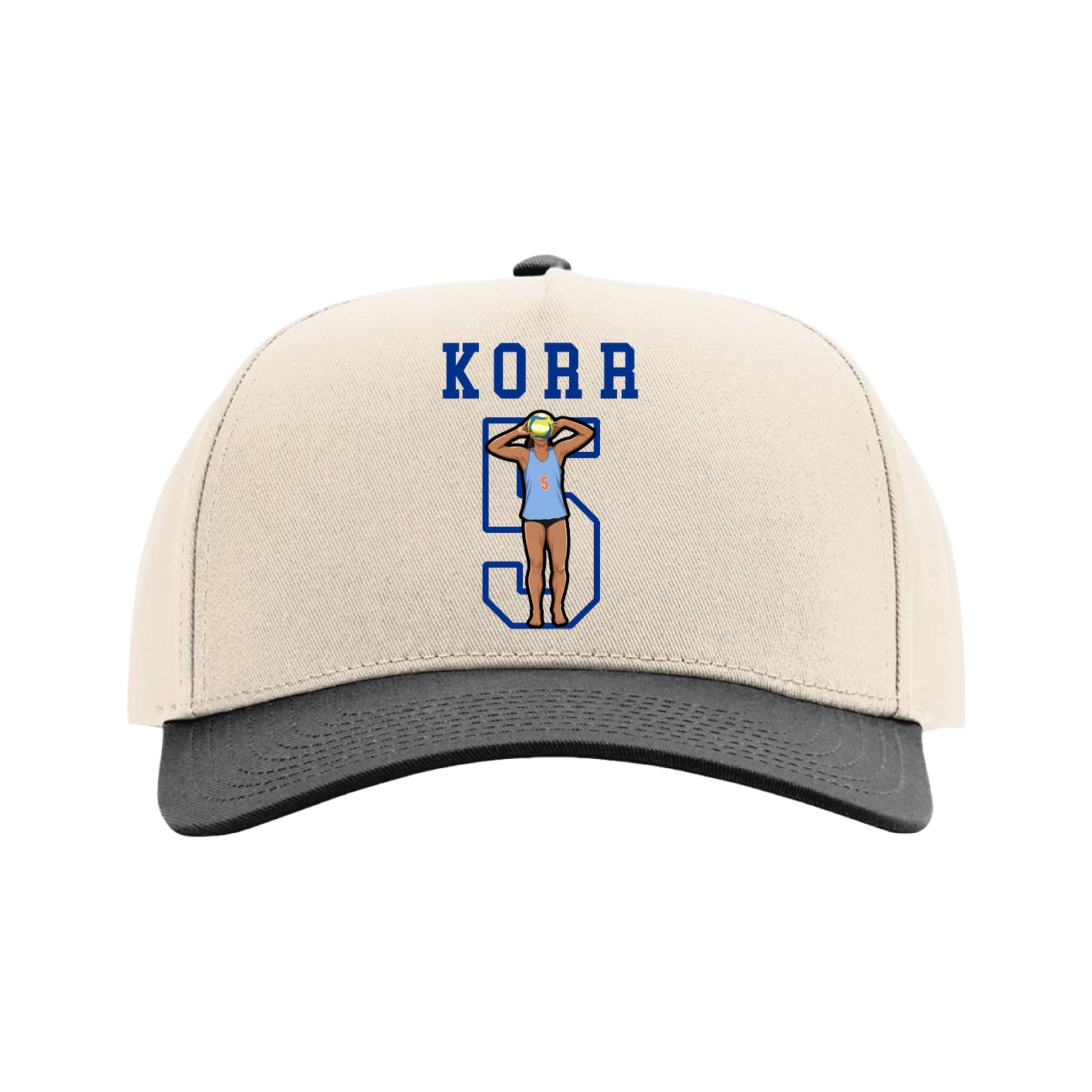 Full Fabric Five-Panel Champ Cap — Shirsey in Cream/Black