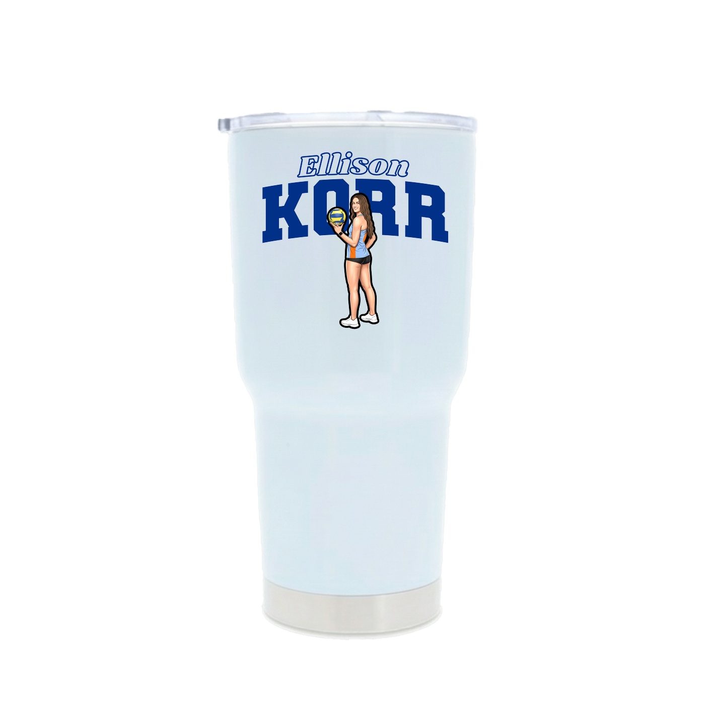 30oz Stainless Steel Tumbler — Name Arch in White