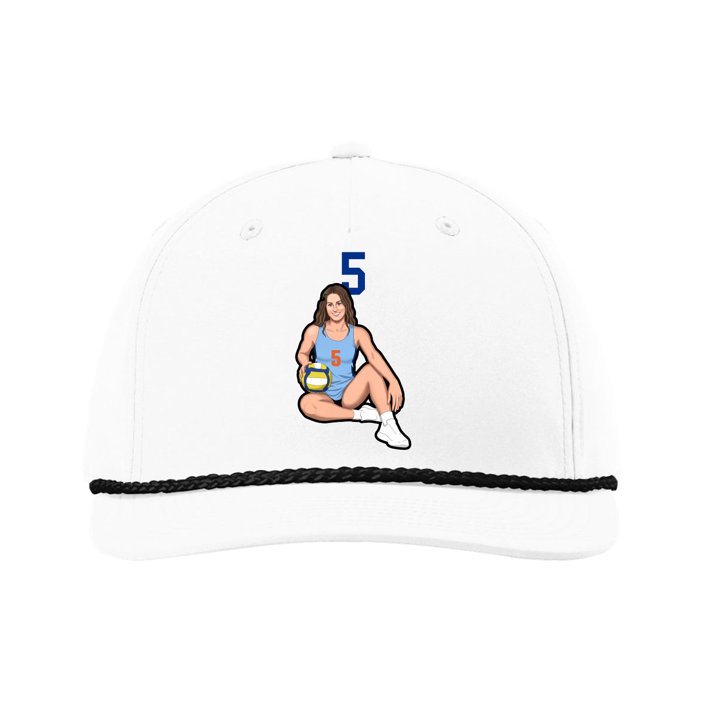 Five-Panel Classic Rope Cap — Number Top in White