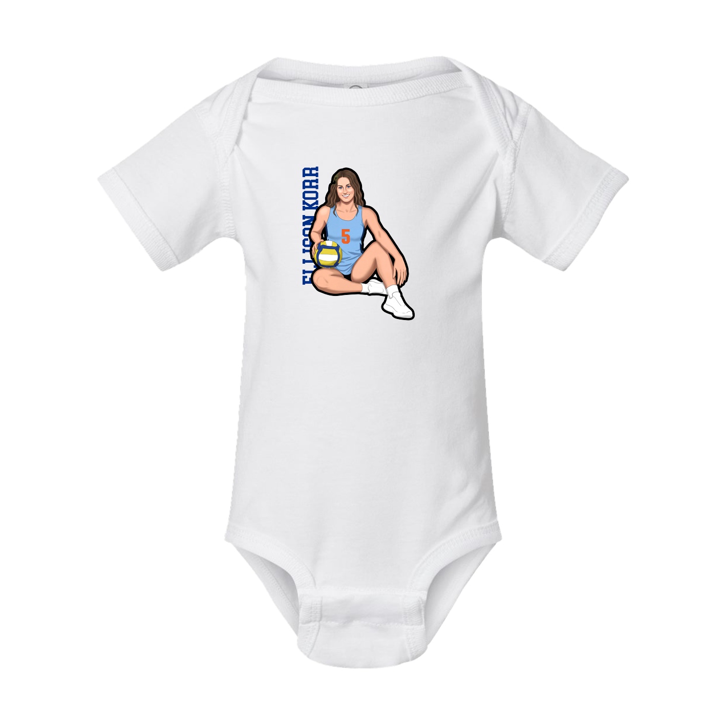 Baby Onesie — Name Vertical in White