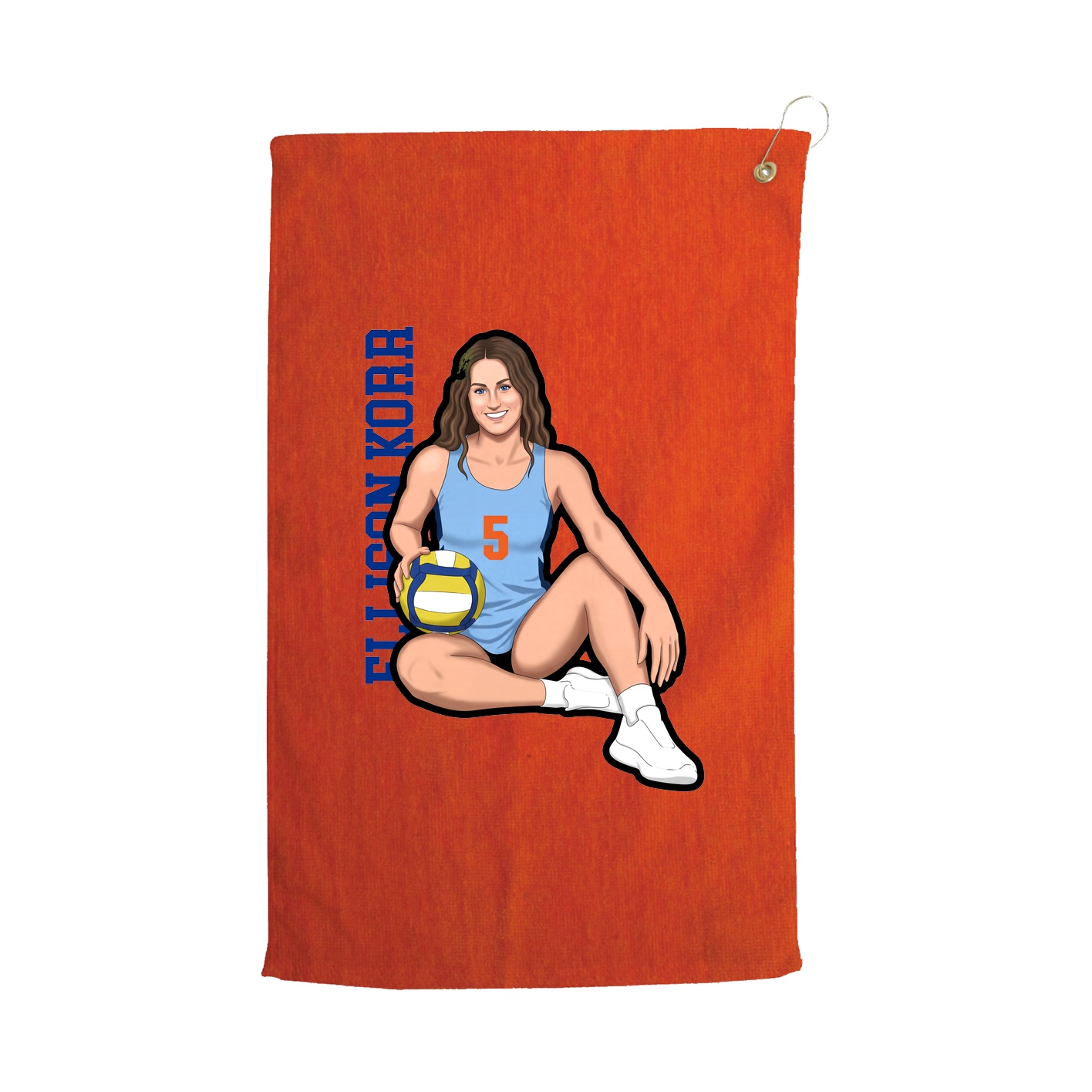 Golf Towel — Name Vertical in Orange