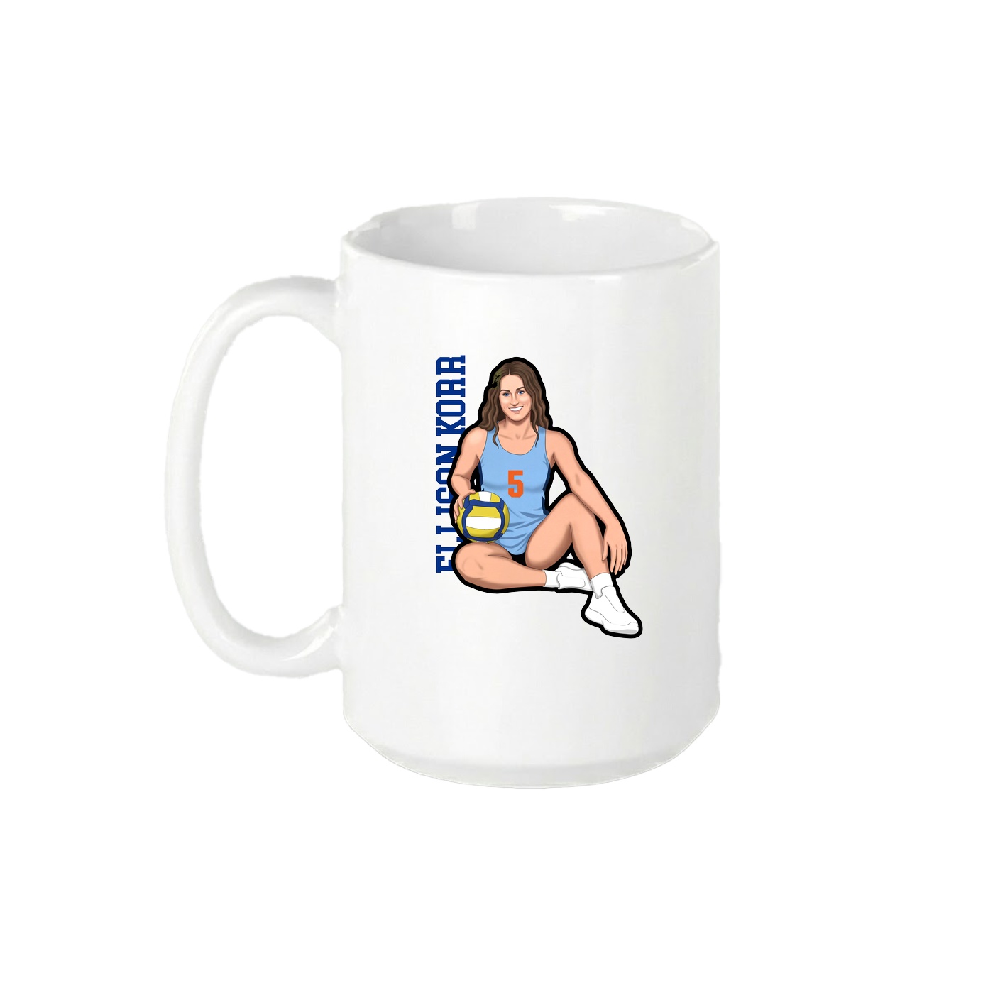 15oz Coffee Mug — Name Vertical in White