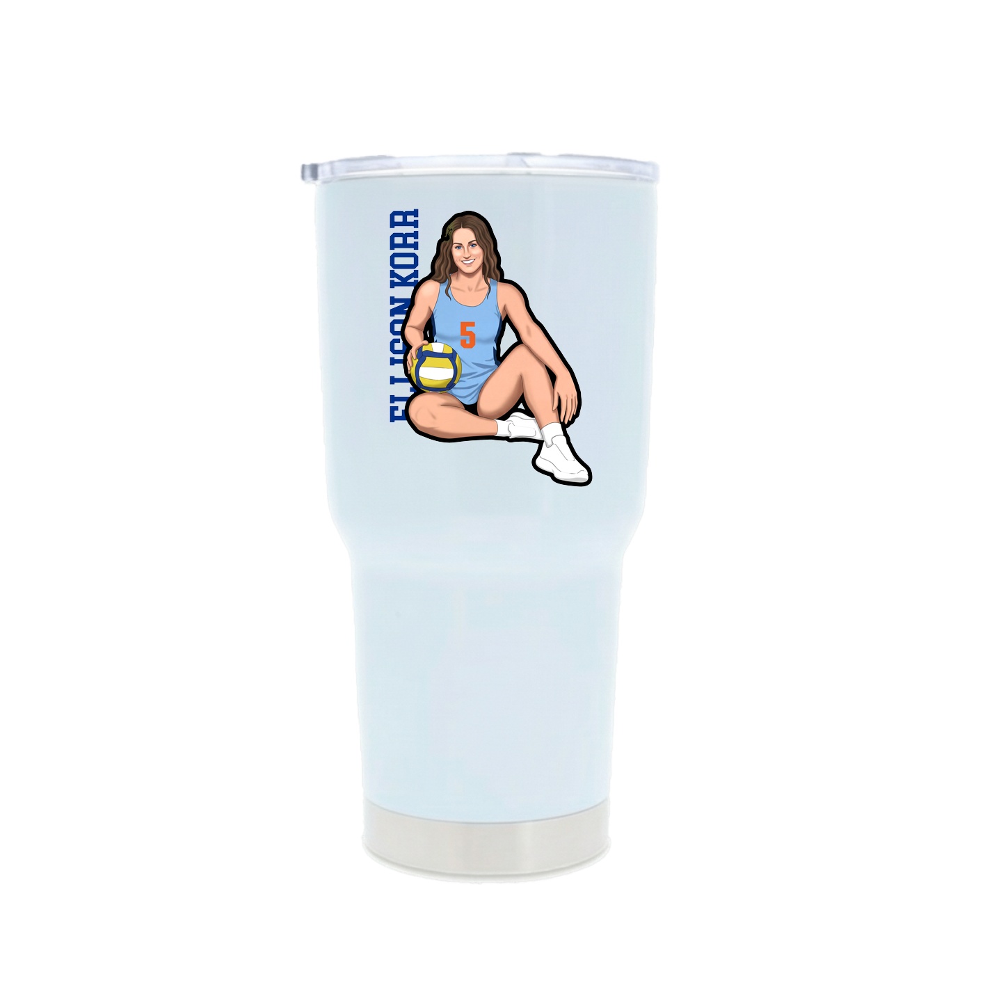 30oz Stainless Steel Tumbler — Name Vertical in White