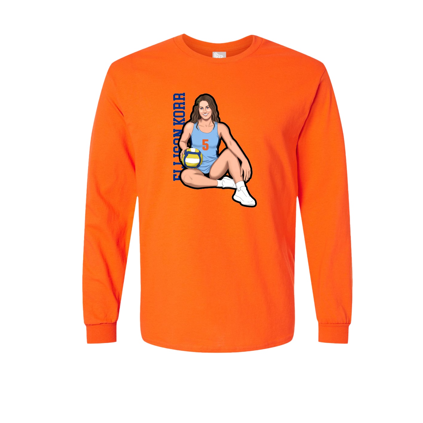 Long Sleeve Tee — Name Vertical in Orange