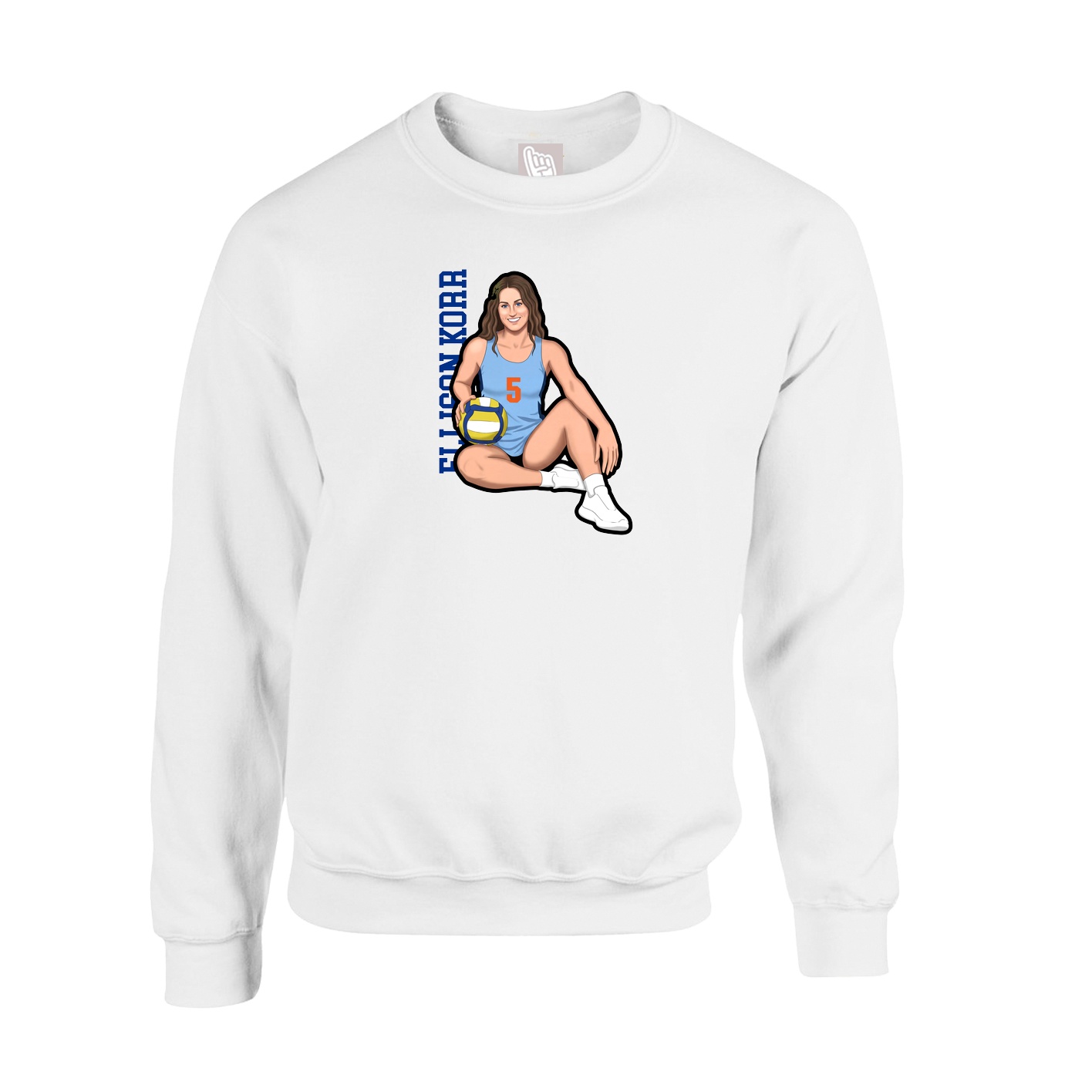 Fleece Crew — Name Vertical in White