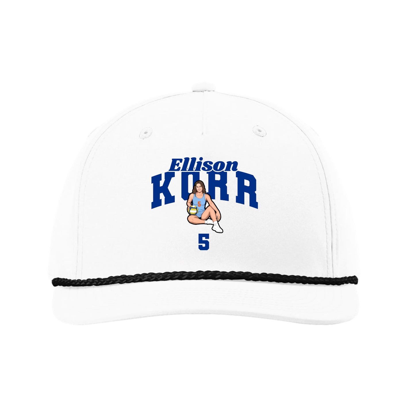 Five-Panel Classic Rope Cap — Signature Arch in White