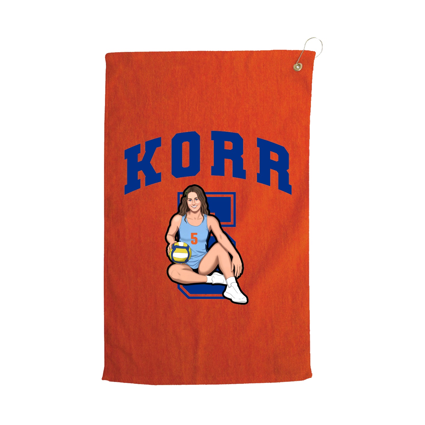 Golf Towel — Number in Orange
