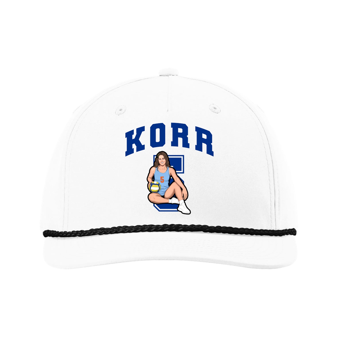 Five-Panel Classic Rope Cap — Number in White