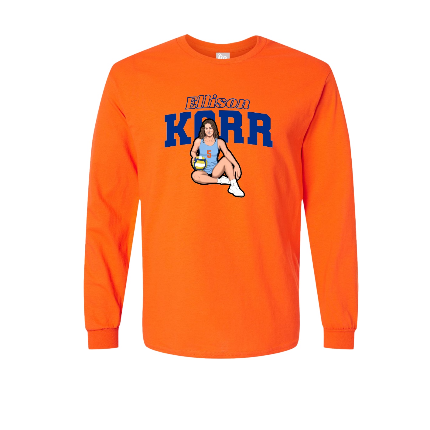 Long Sleeve Tee — Name Arch in Orange