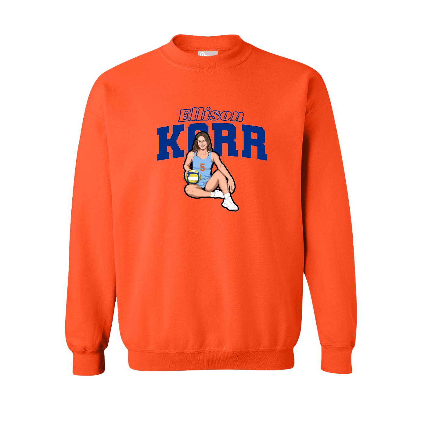 Fleece Crew — Name Arch in Orange