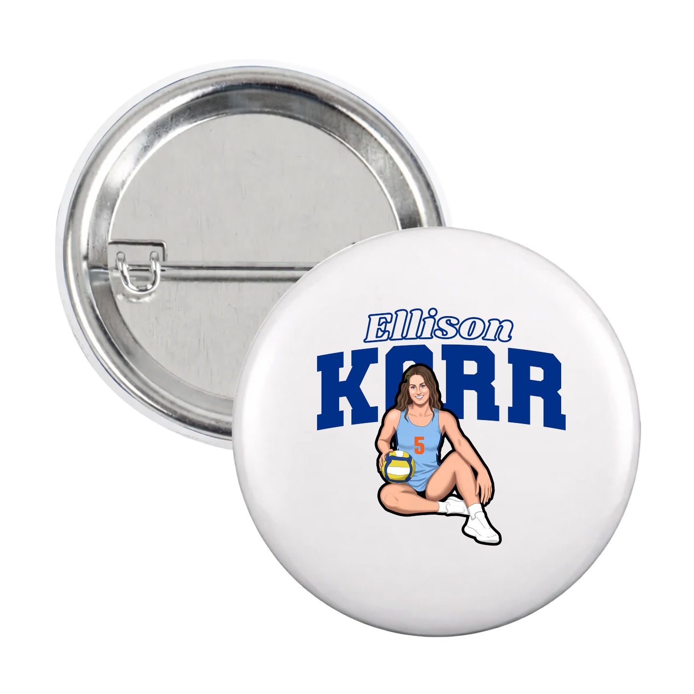Game Day Button — Name Arch in White