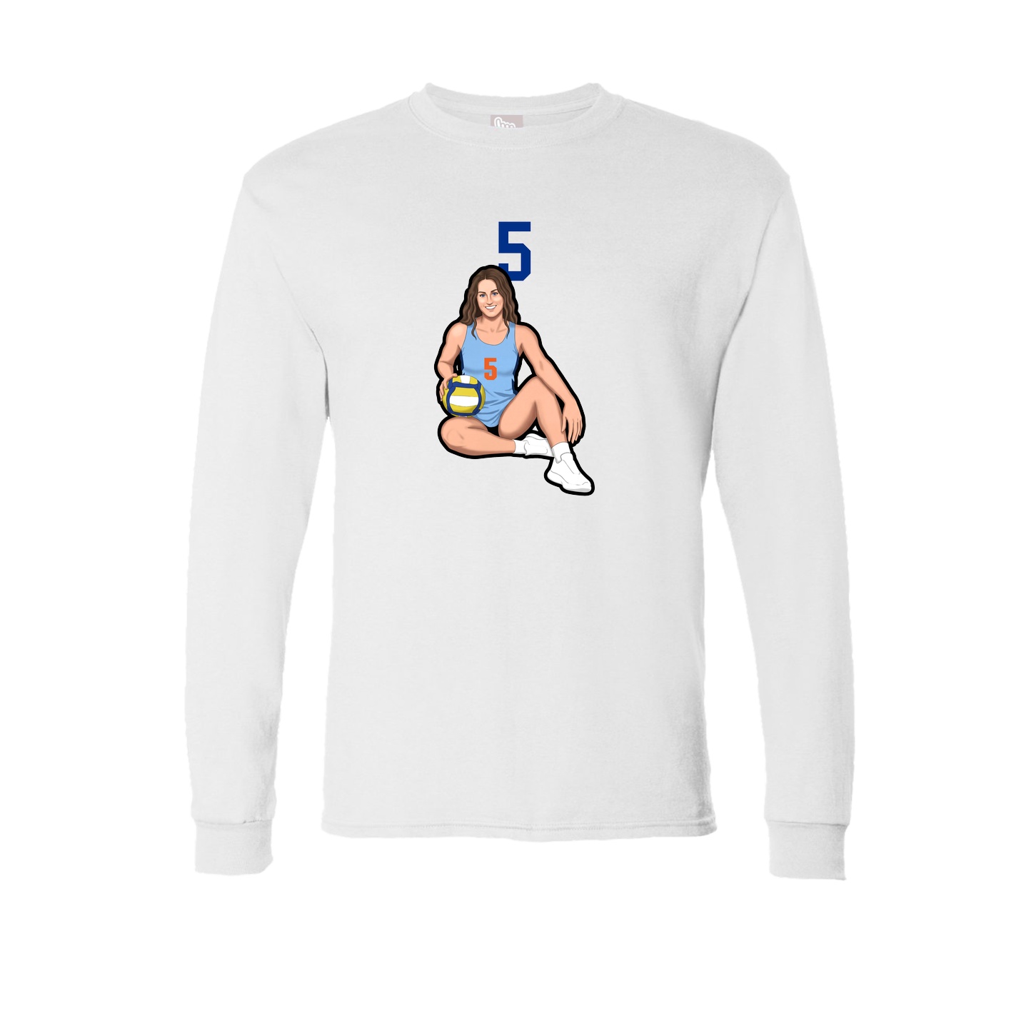 Long Sleeve Tee — Number Top in White