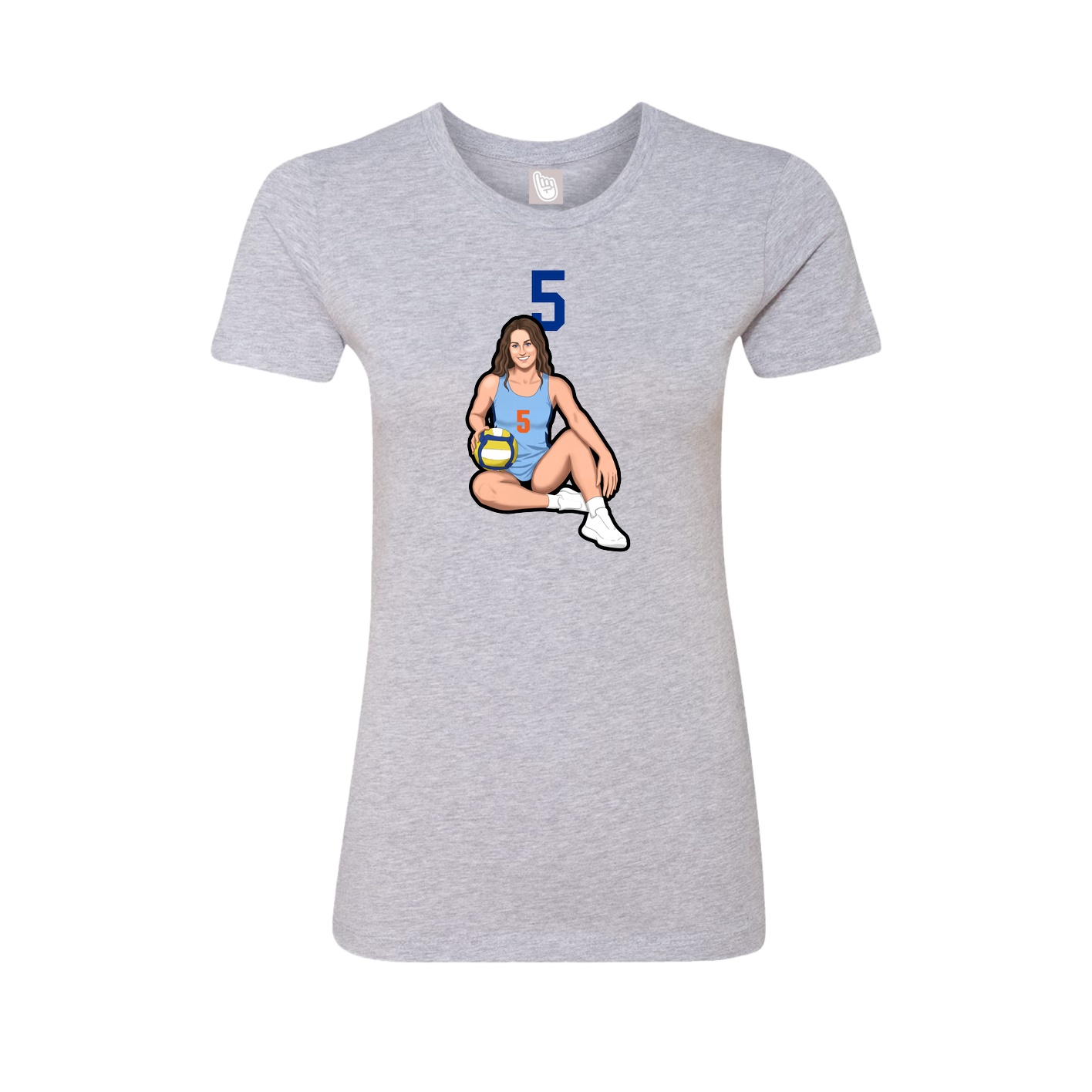 Fitted Women's Tee — Number Top in Grey