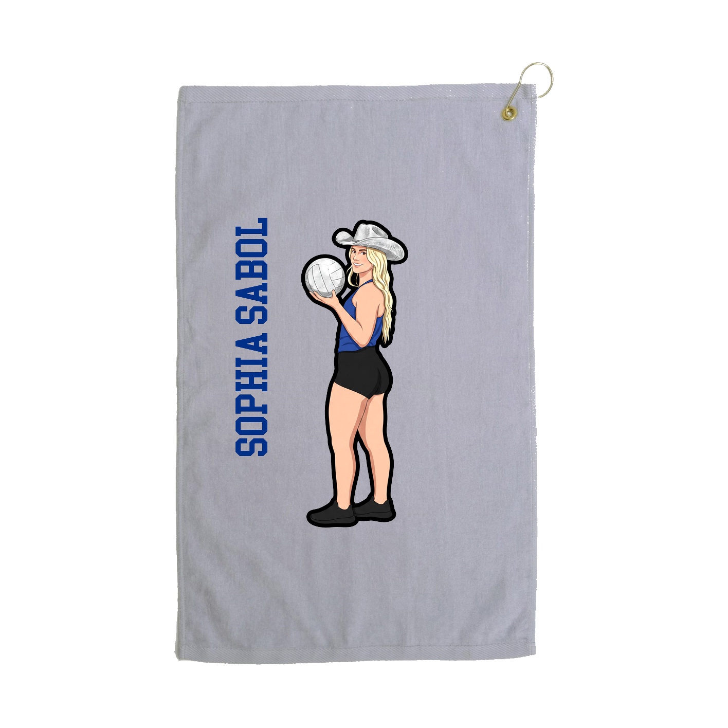 Golf Towel — Name Vertical in Grey