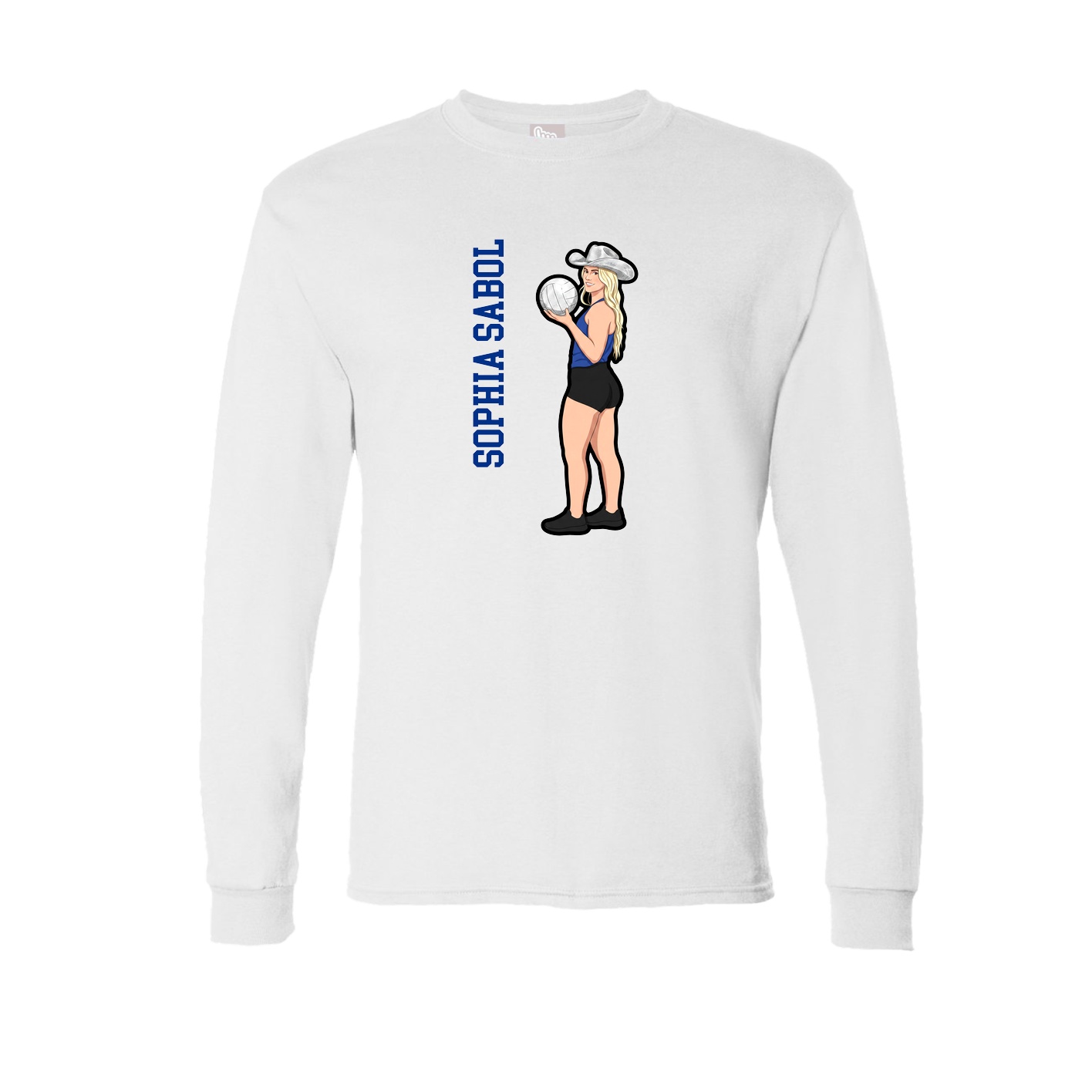Long Sleeve Tee — Name Vertical in White