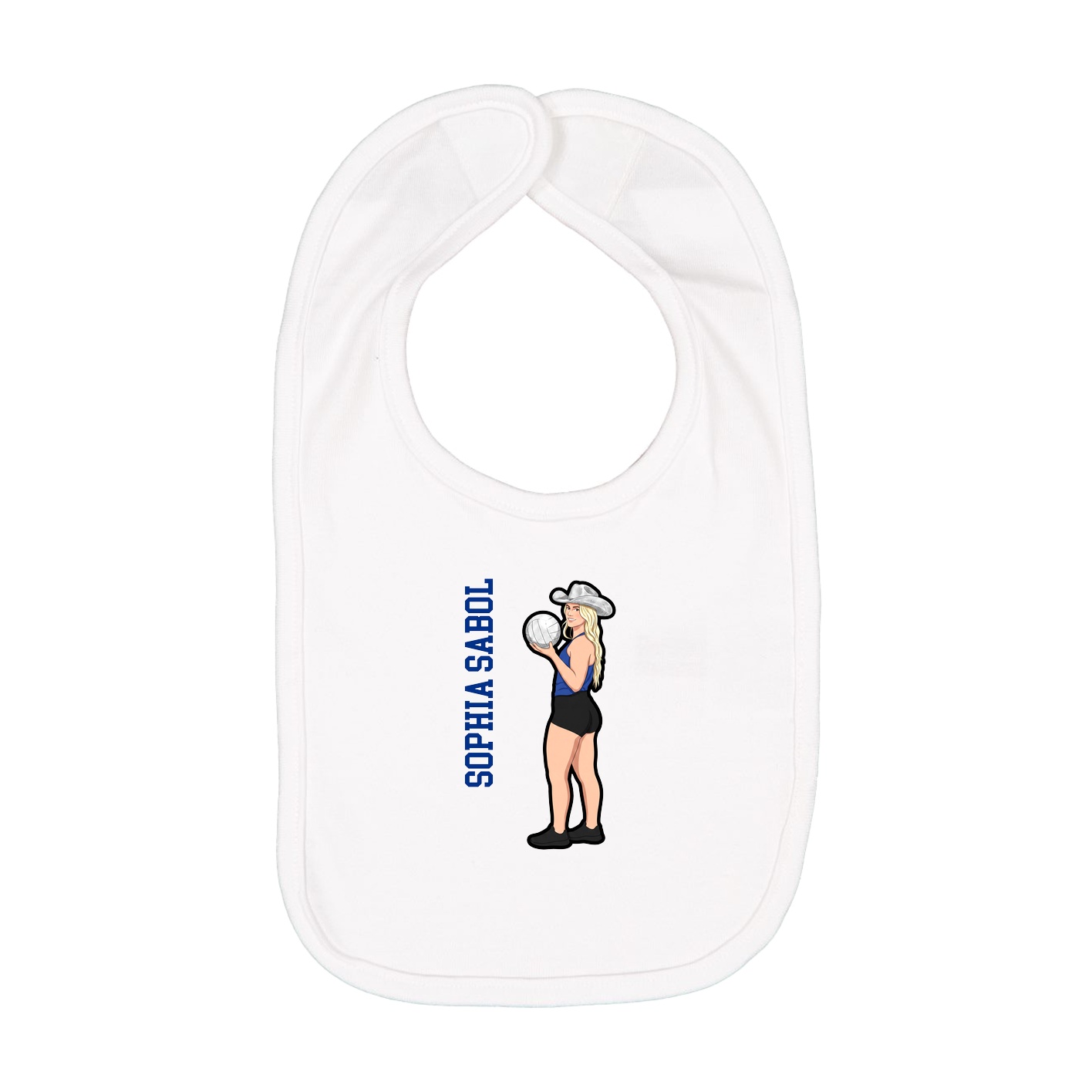 Infant Bib — Name Vertical in White