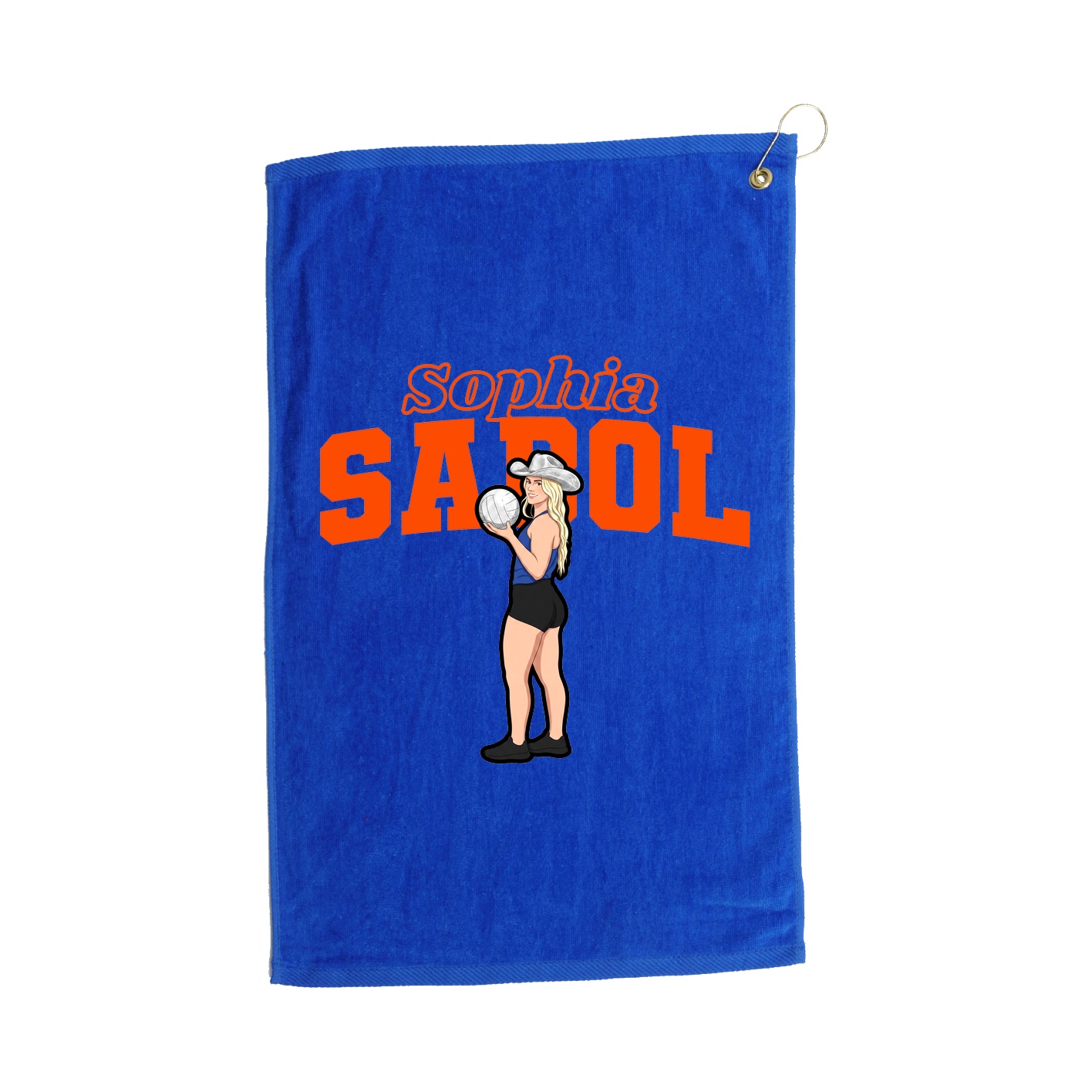 Golf Towel — Name Arch in Royal