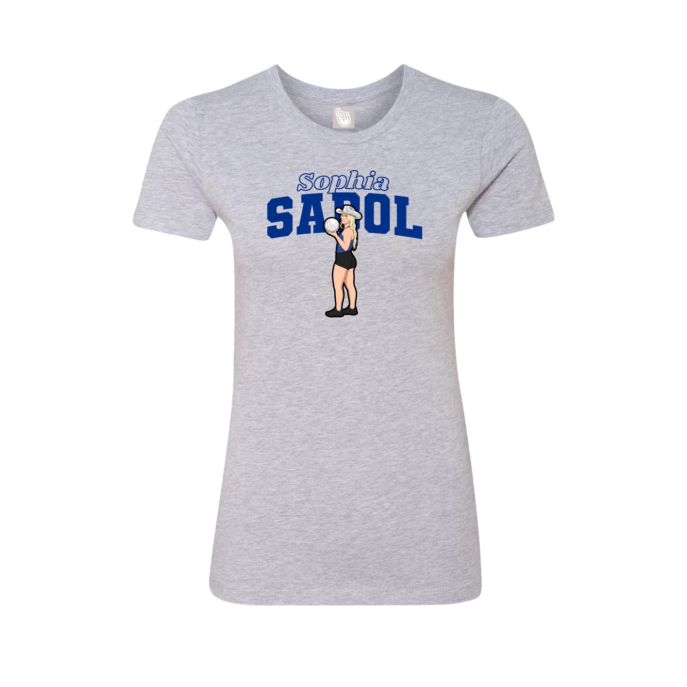 Fitted Women's Tee — Name Arch in Grey