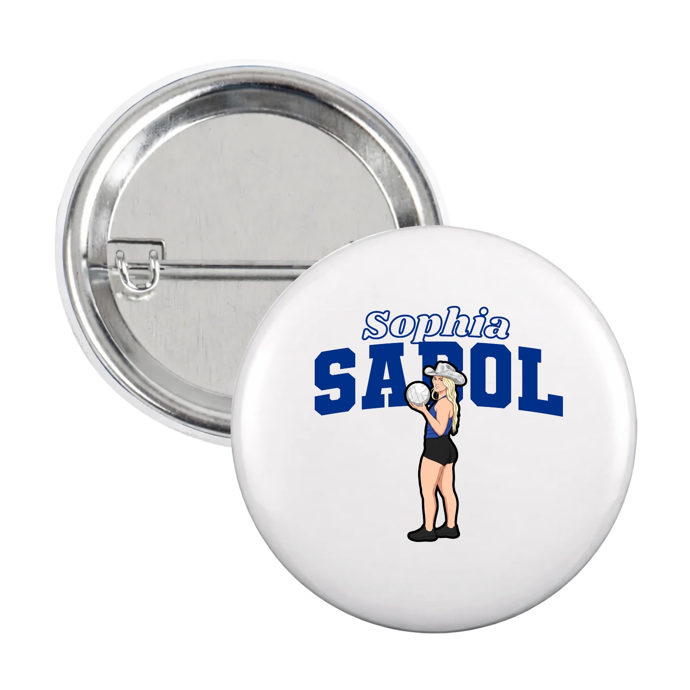 Game Day Button — Name Arch in White