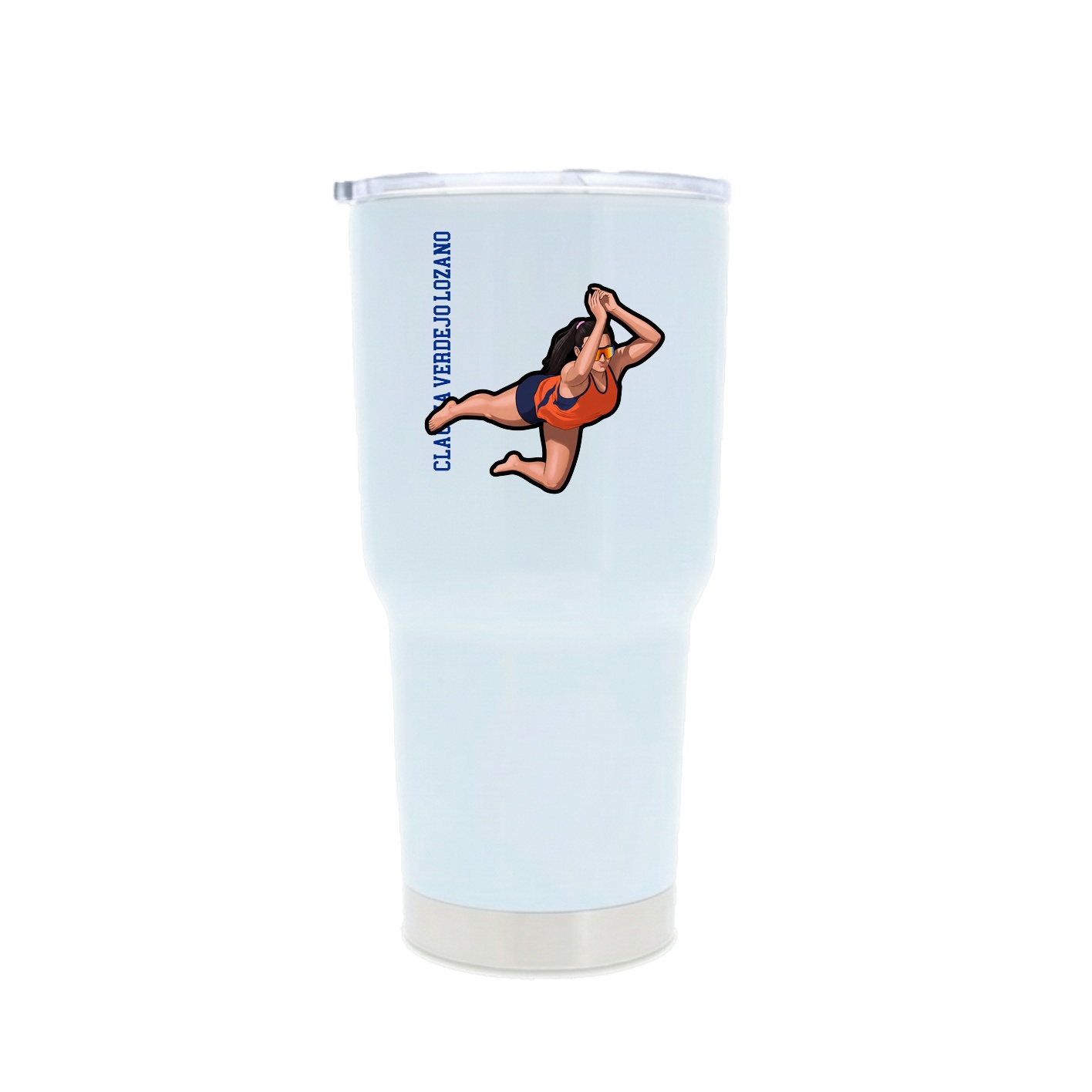 30oz Stainless Steel Tumbler — Name Vertical in White