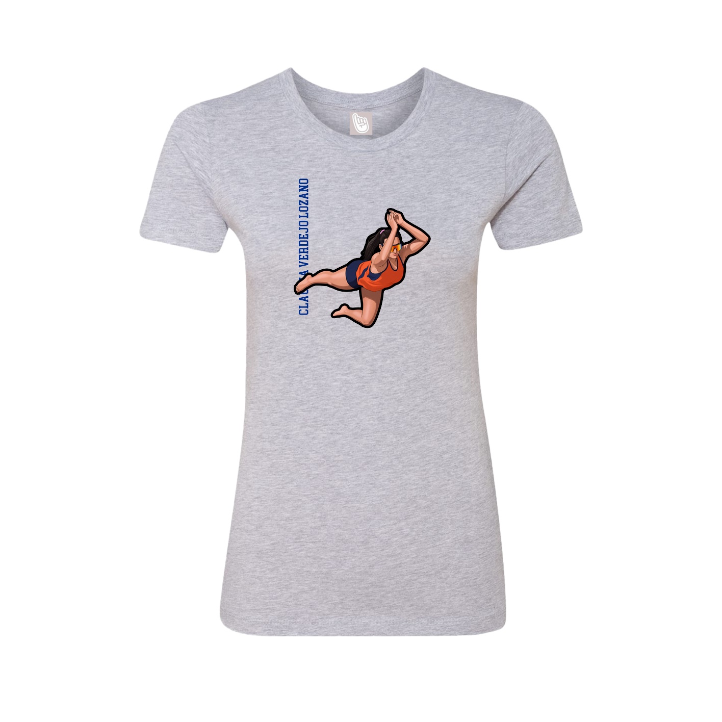 Fitted Women's Tee — Name Vertical in Grey