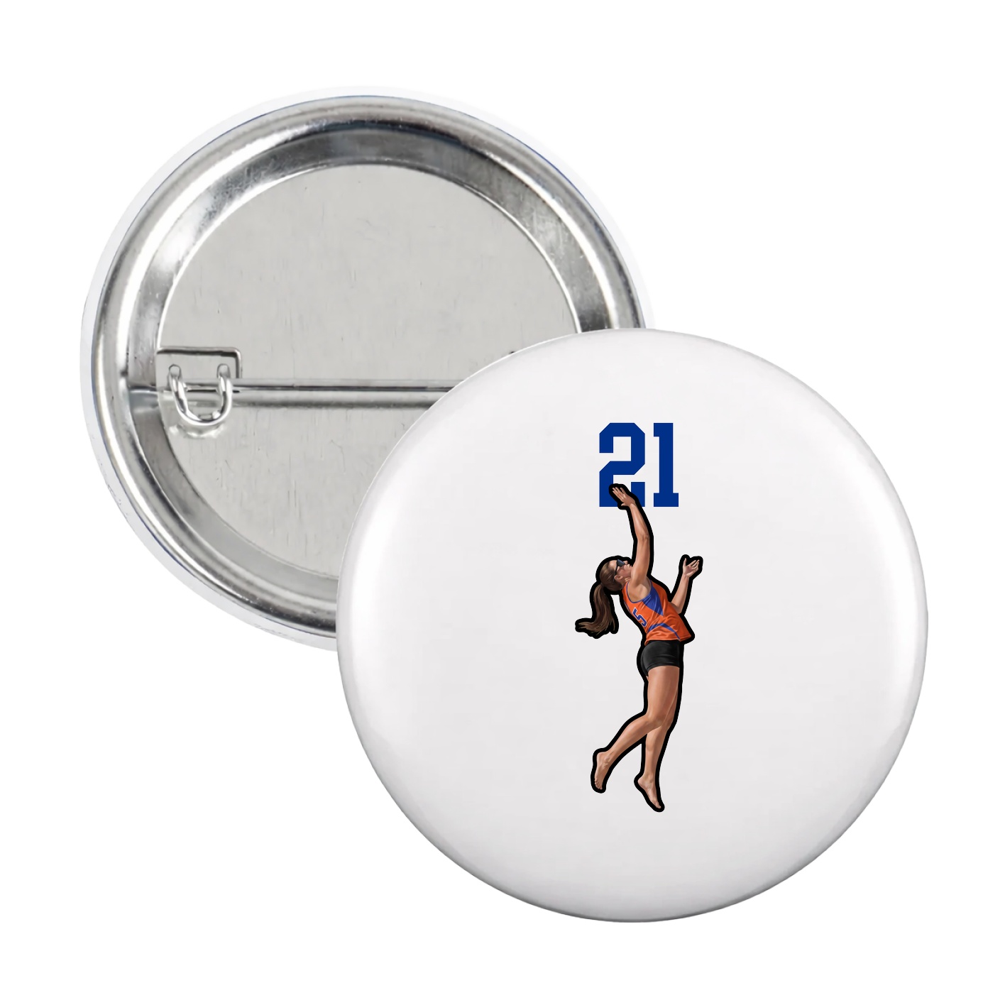 Game Day Button — Number Top in White