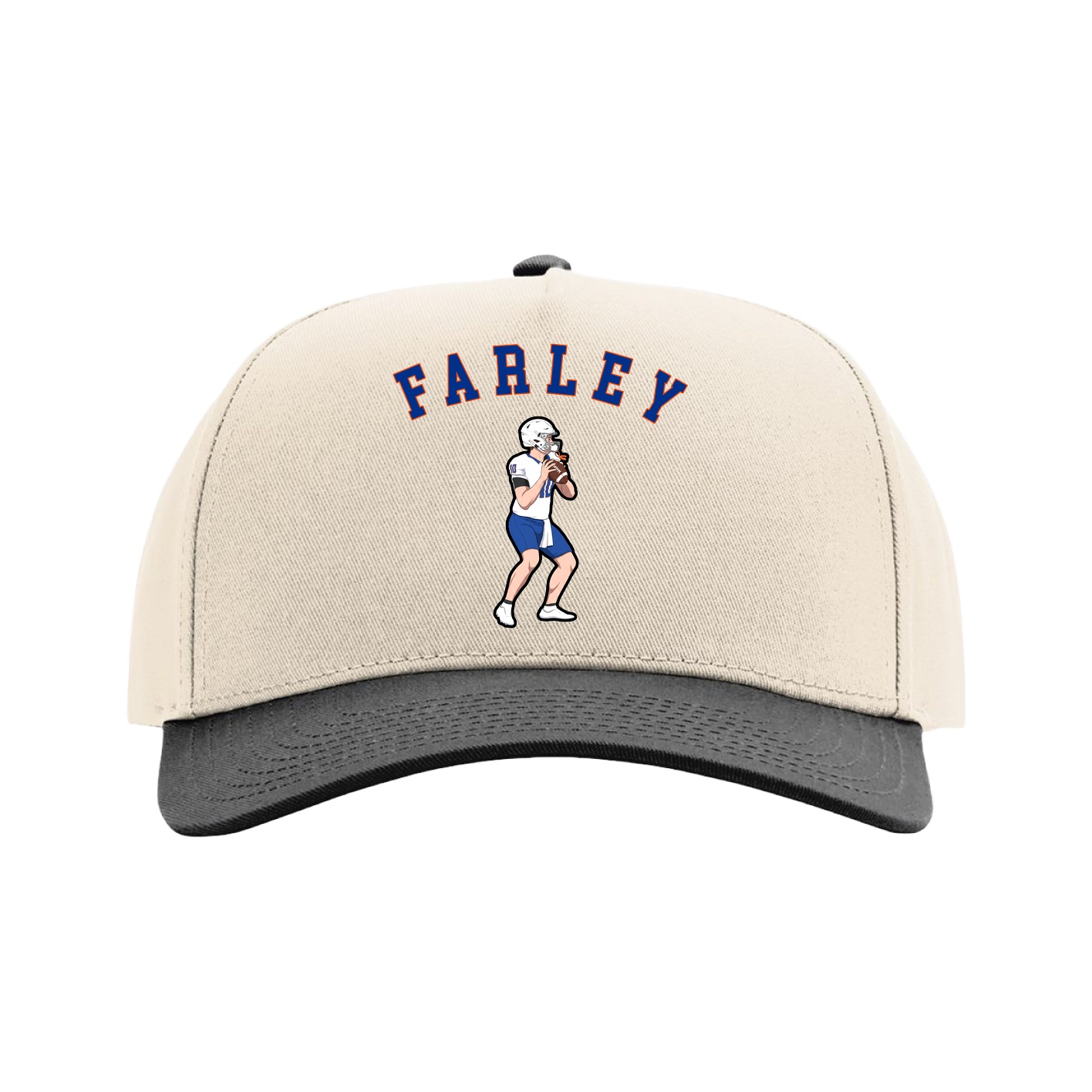 Full Fabric Five-Panel Champ Cap — Shirsey Arch in Cream/Black