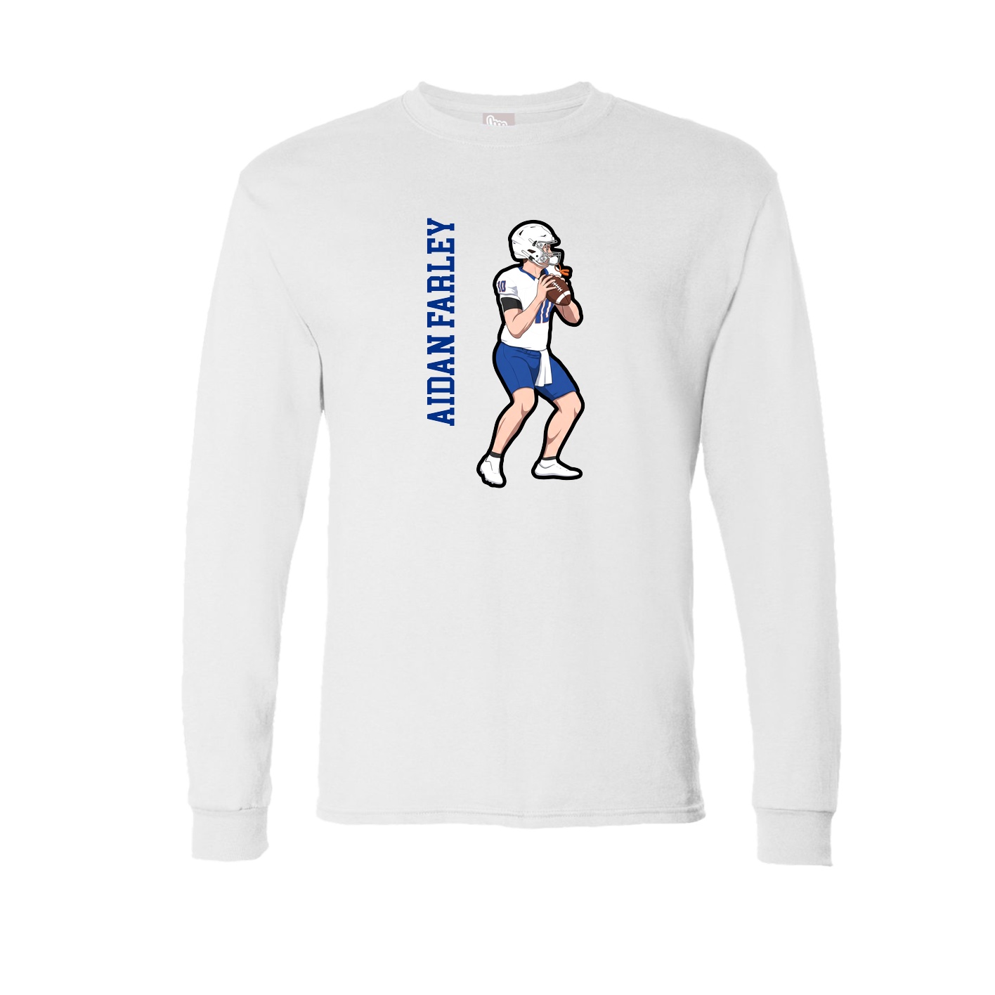 Long Sleeve Tee — Name Vertical in White