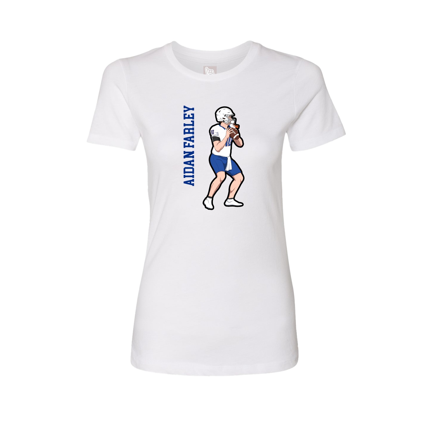 Fitted Women's Tee — Name Vertical in White