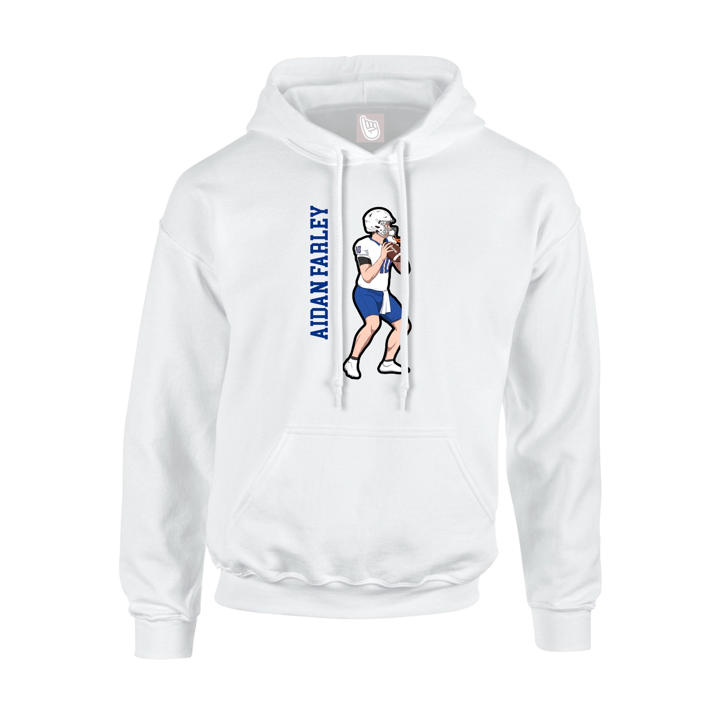 Youth Hoodie — Name Vertical in White