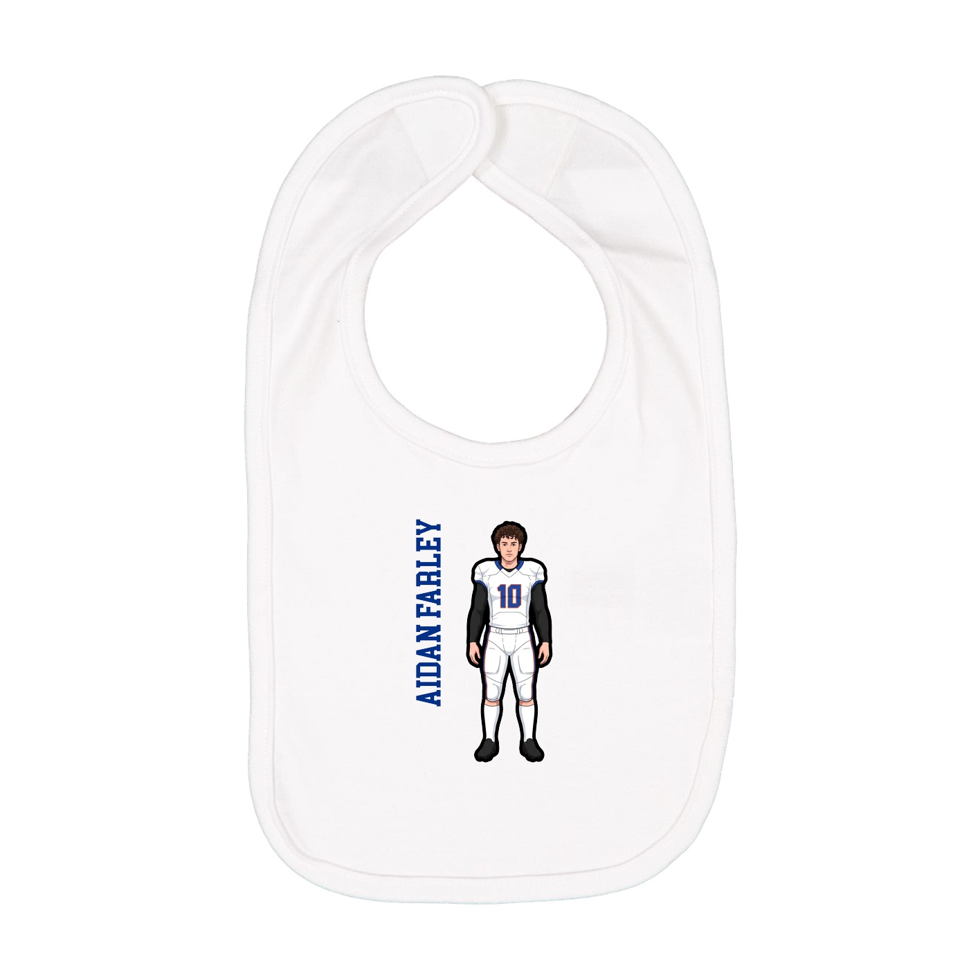 Infant Bib — Name Vertical in White