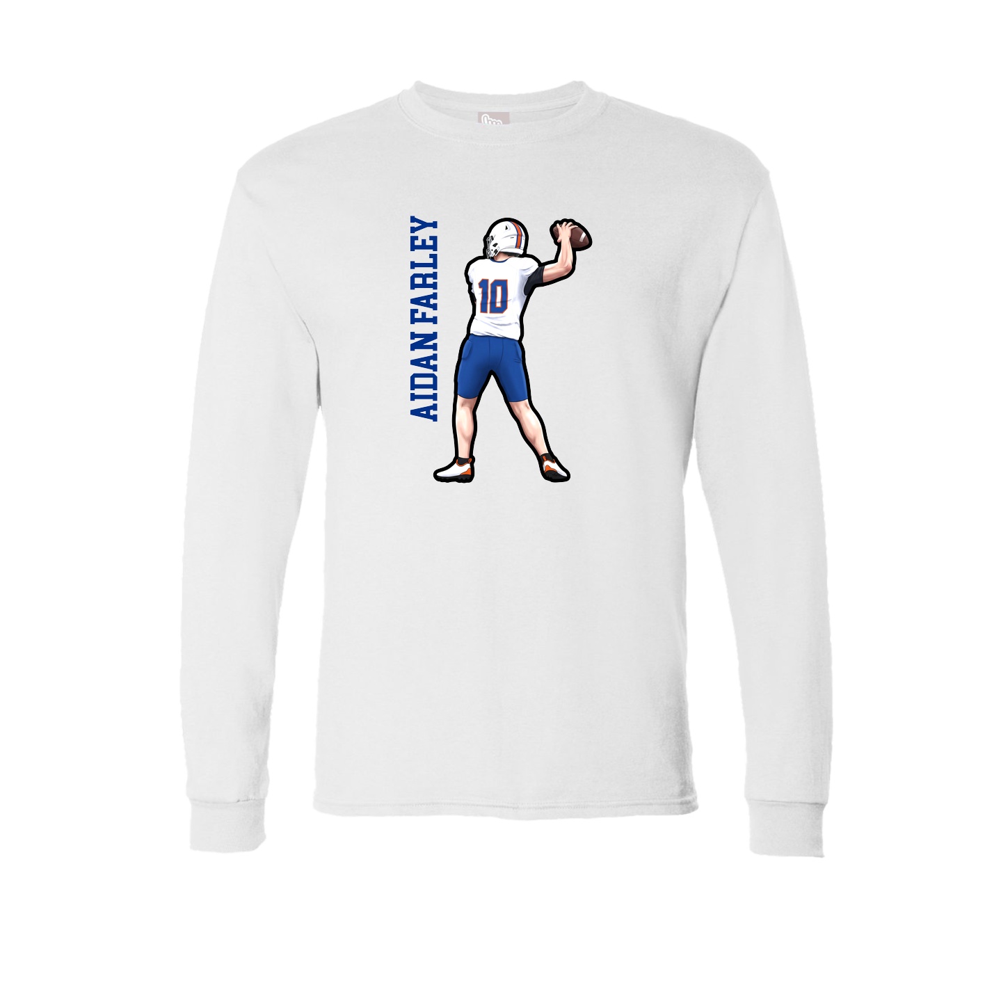 Long Sleeve Tee — Name Vertical in White