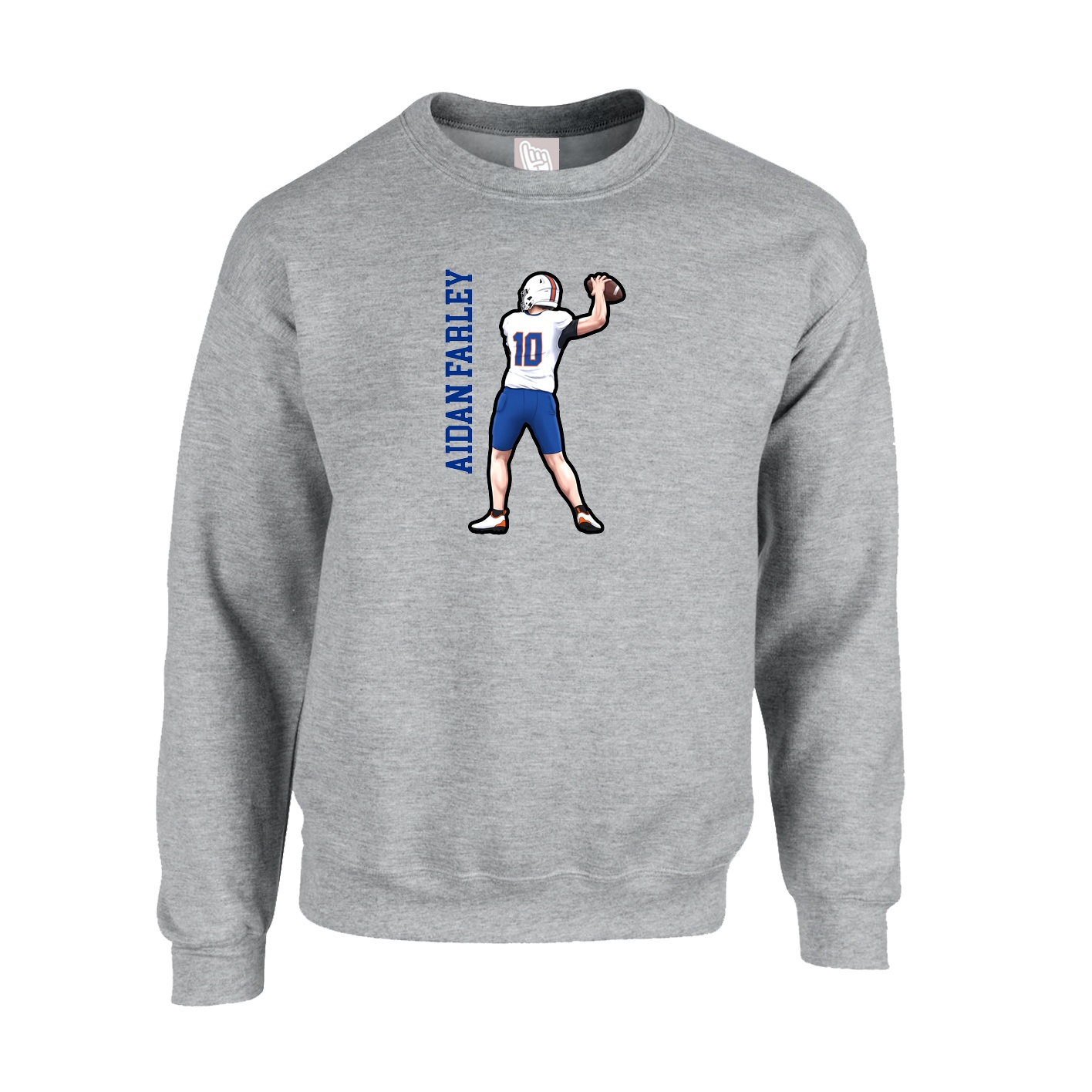 Fleece Crew — Name Vertical in Grey