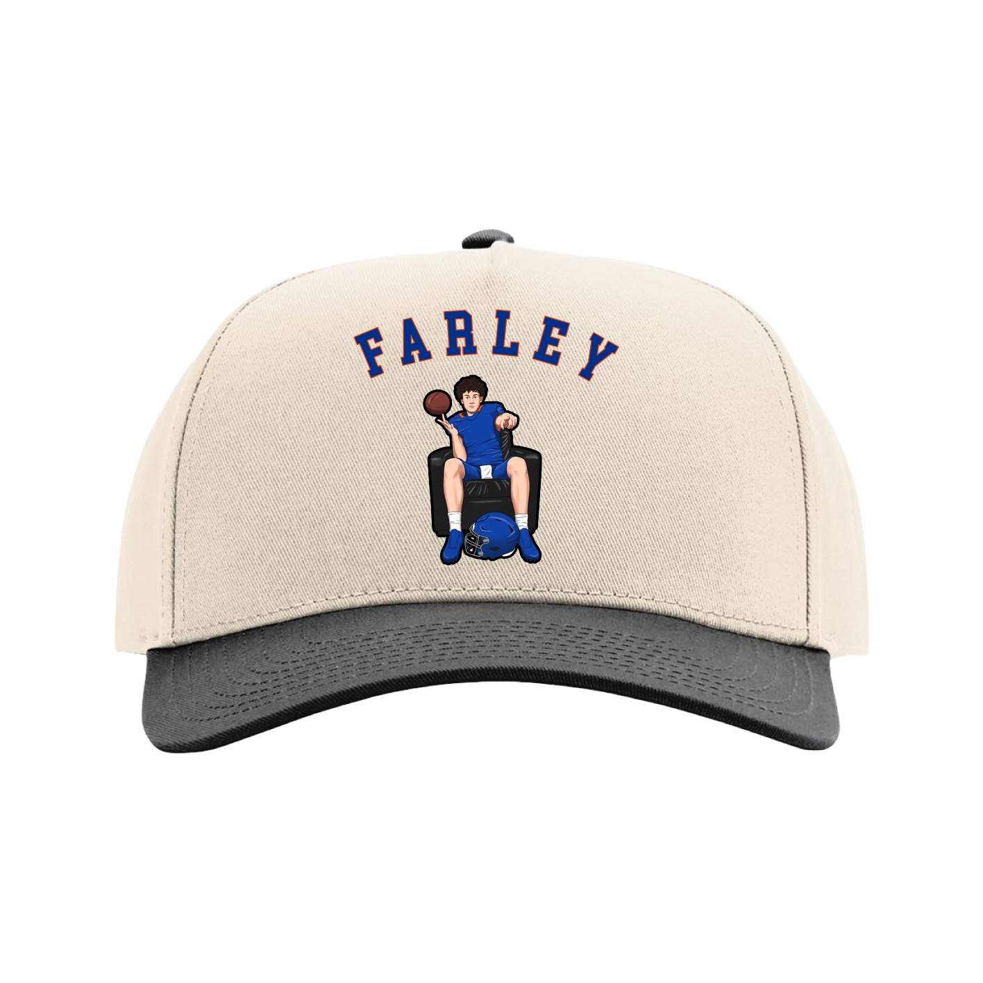 Full Fabric Five-Panel Champ Cap — Shirsey Arch in Cream/Black