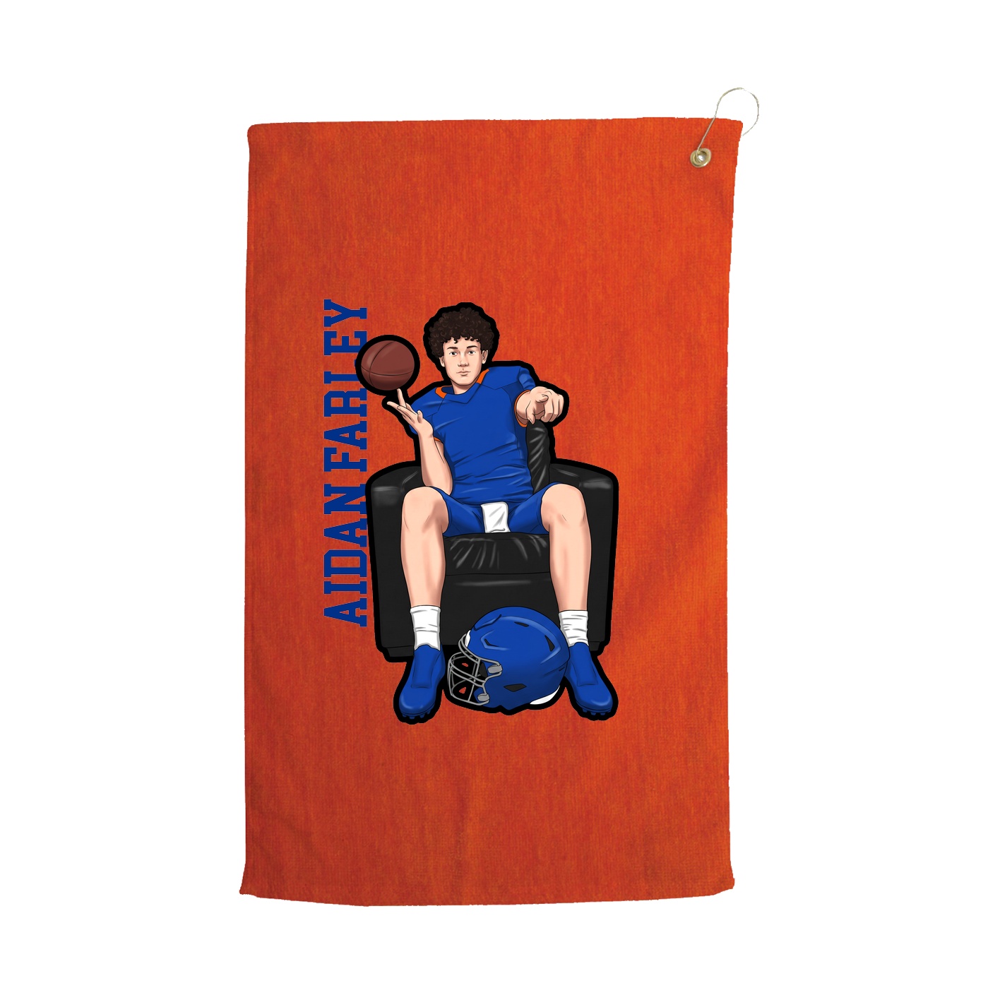 Golf Towel — Name Vertical in Orange