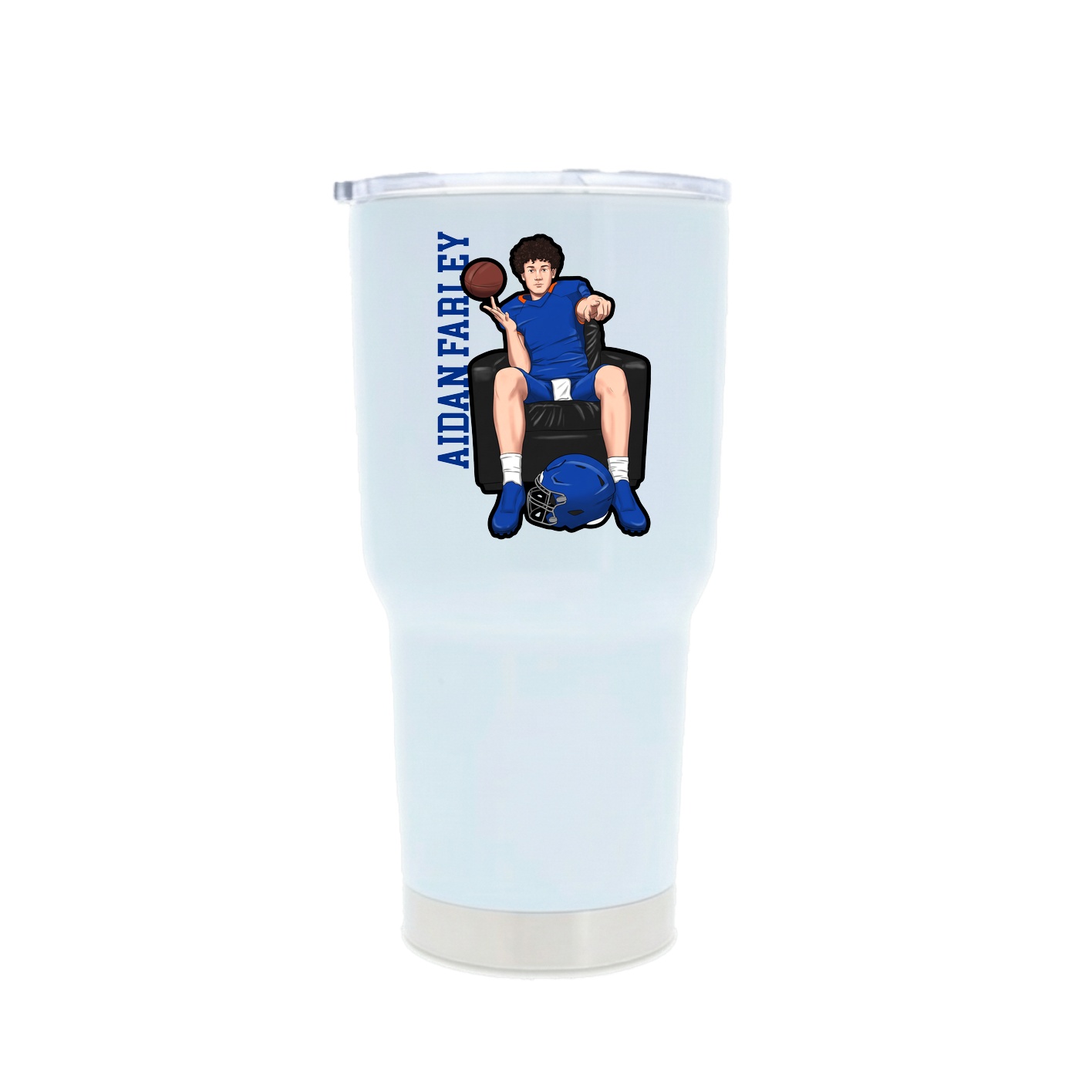 30oz Stainless Steel Tumbler — Name Vertical in White