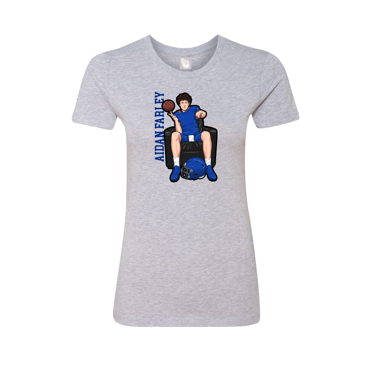 Fitted Women's Tee — Name Vertical in Grey