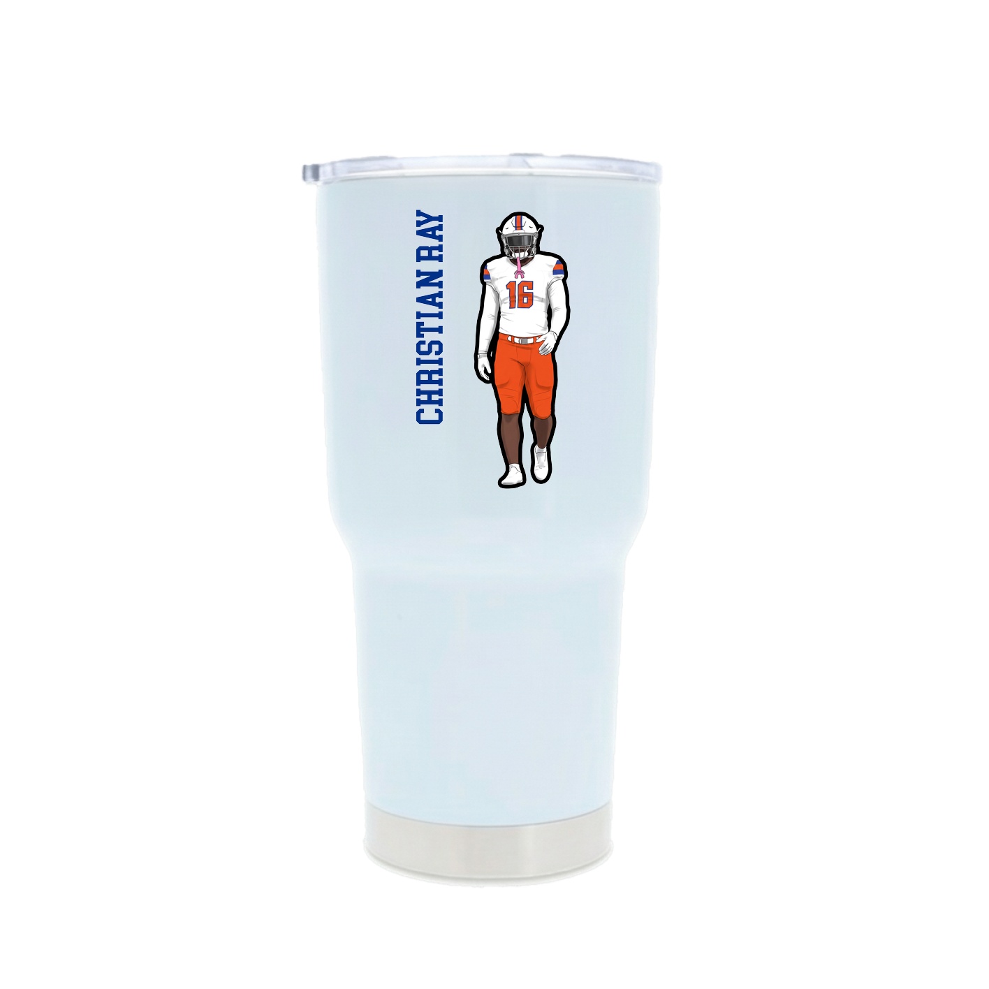 30oz Stainless Steel Tumbler — Name Vertical in White