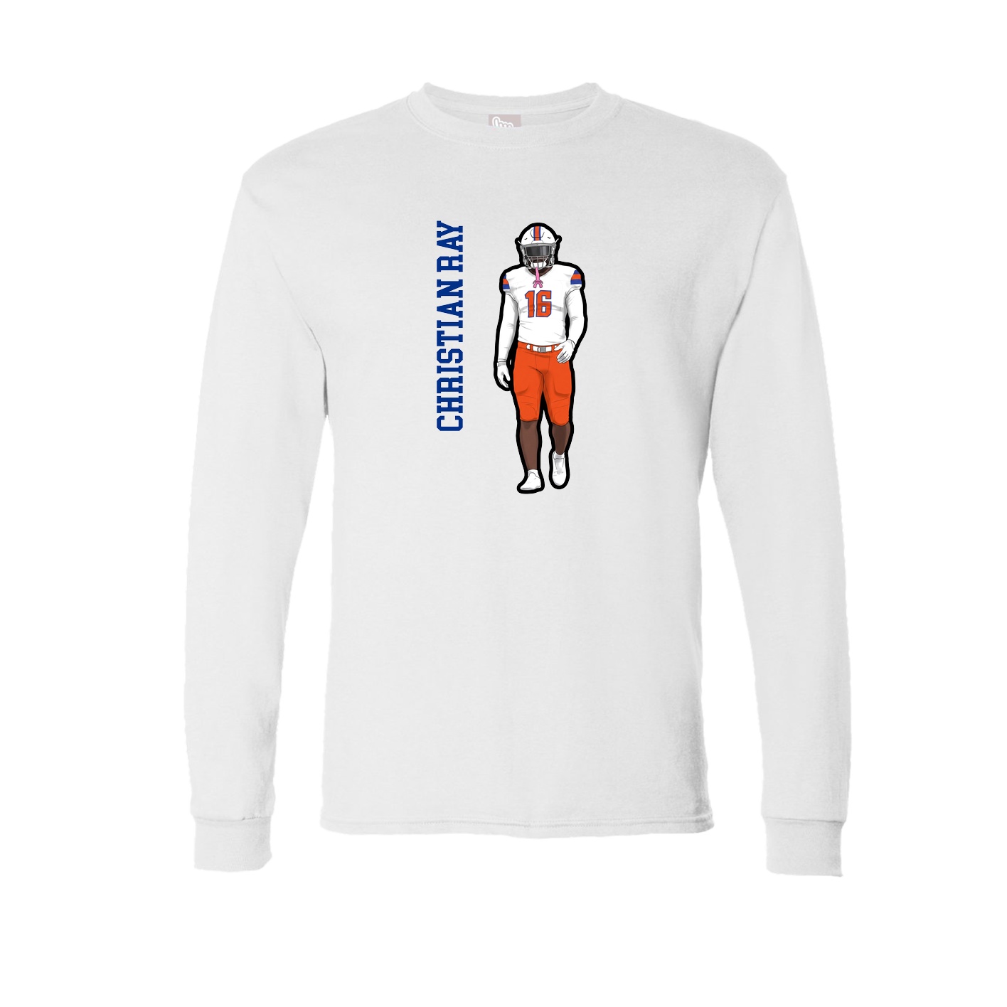 Long Sleeve Tee — Name Vertical in White