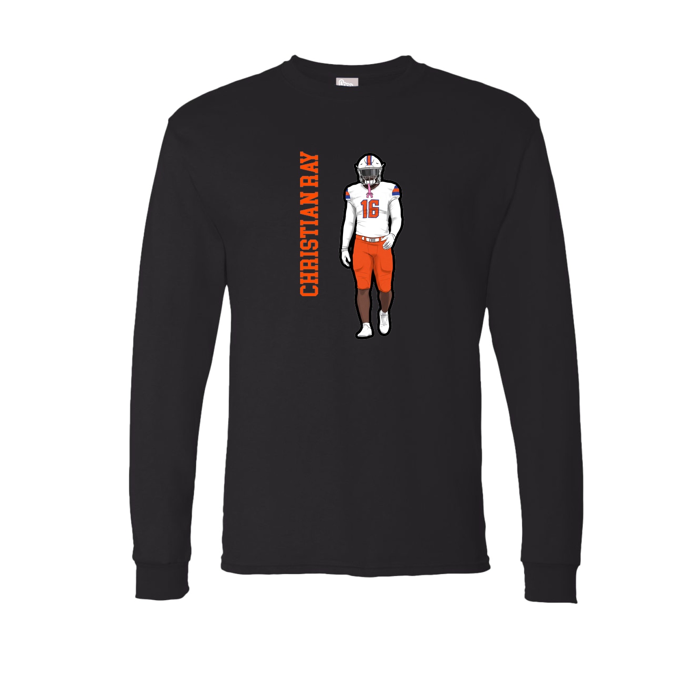 Long Sleeve Tee — Name Vertical in Black